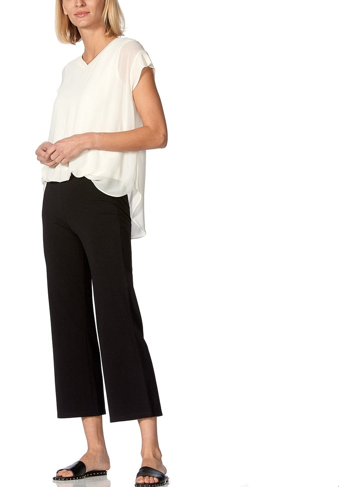 HUE Curbside Cropped Wide Leg Pants - Women's High Waisted Casual Trousers (Sizes S/M) | Perfect for Work, Weekend & Street Style Outfits