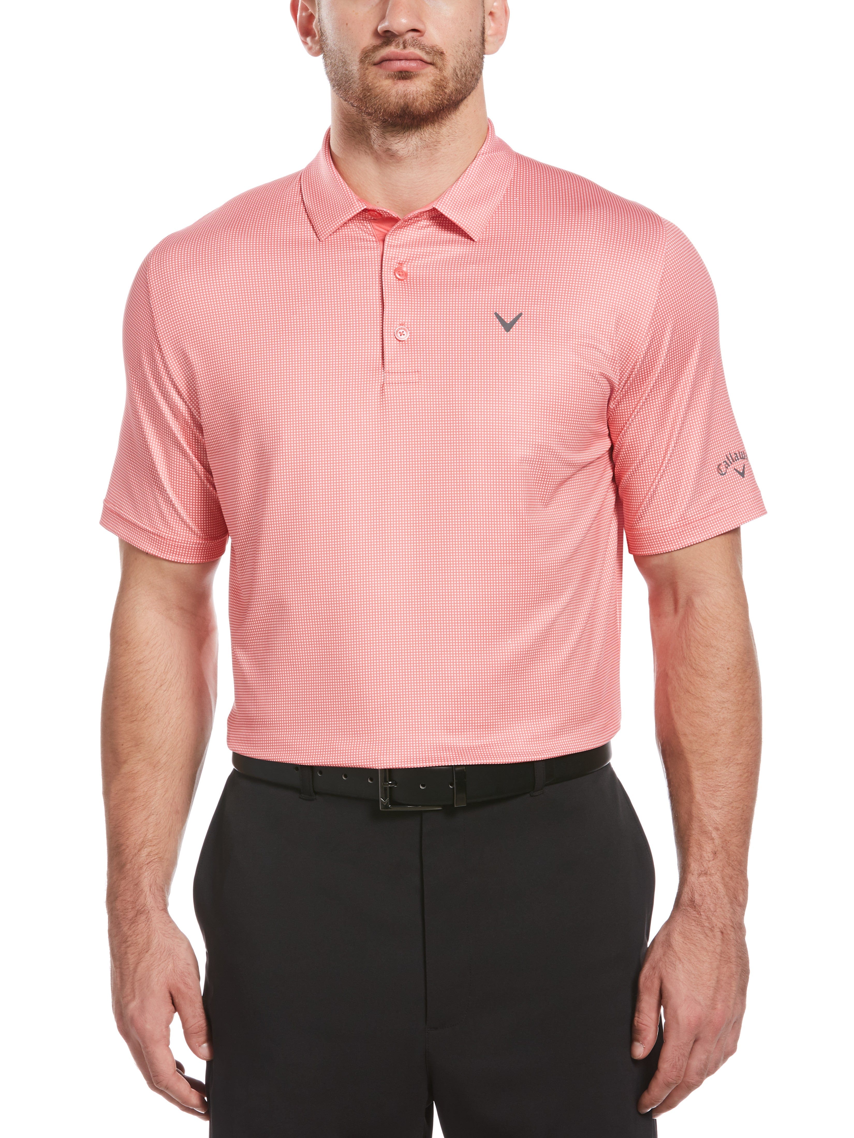 Men's Breathable Swing Tech Gingham Printed Golf Polo Shirt - Moisture Wicking & UV Protection for Golf, Casual Wear & Outdoor Activities