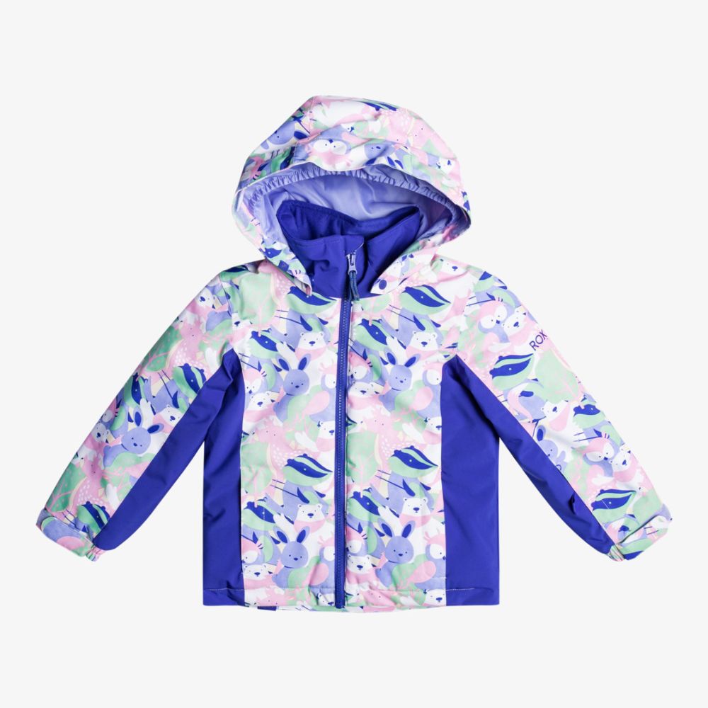 Roxy Snowy Tale Girls Ski Jacket - Waterproof Winter Coat for Toddlers 2-3 Years (Bright White) - Perfect for Skiing, Snowboarding & Outdoor Winter Adventures