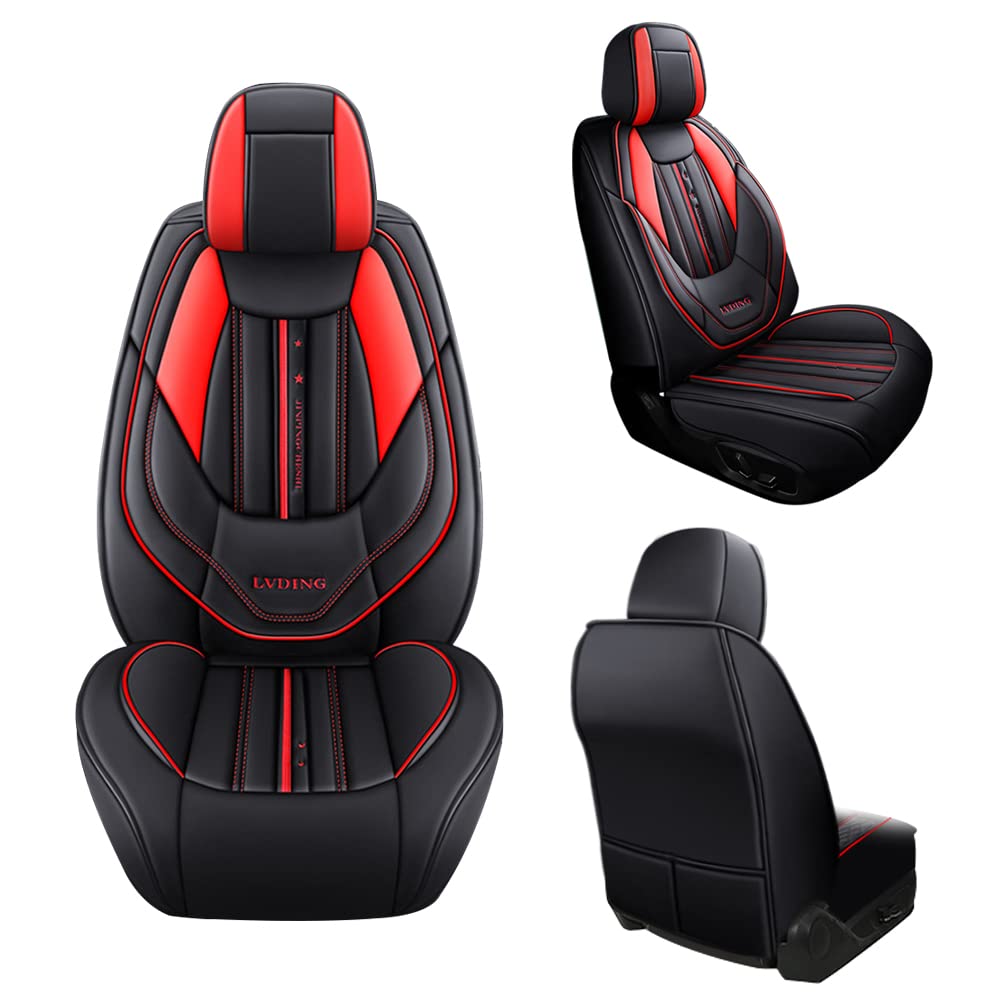 Premium Faux Leather Waterproof Non-Slip Car Seat Cover for BMW X1 X2 X3 X4 X5 X6 Z4 - Airbag Compatible, 1-Piece Front Seat Protector (Black & Red) - Perfect for Daily Commute, Road Trips & Pet Protection