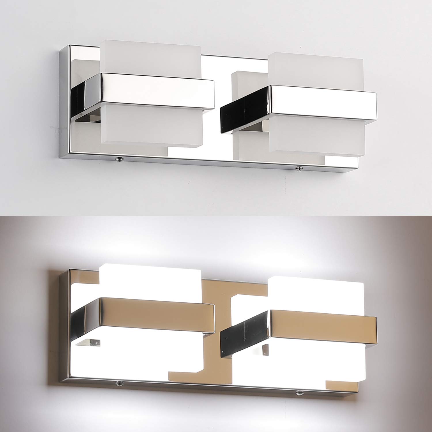 SOLFART 12.6 Inch Modern Chrome LED Vanity Light Fixture - Dimmable Bathroom Wall Light for Mirror, White Light - Perfect for Bathroom, Powder Room, and Dressing Room Lighting