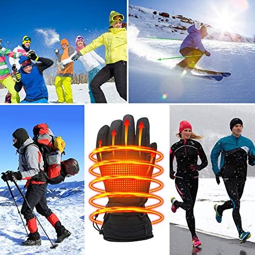 Rechargeable Battery Heated Gloves for Men & Women - Winter Electric Hand Warmers, Waterproof & Touchscreen Compatible - Perfect for Arthritis Relief, Skiing, Hunting, Fishing & Motorcycling - Stay Warm in Cold Weather Activities