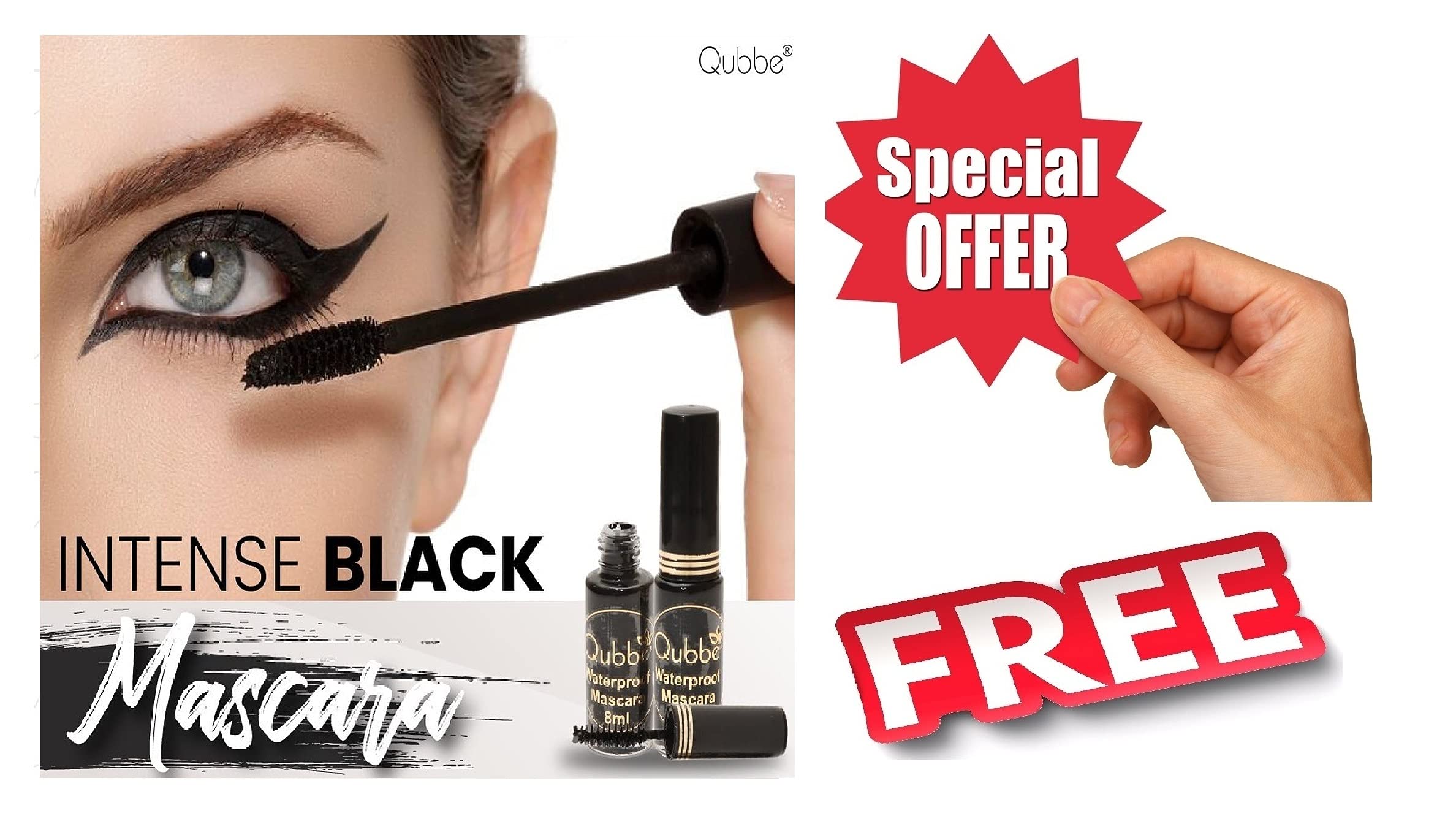 Glamyou Kumkum Color Bust Set - 11 Vibrant Colors + Qubee Long Lash Mascara 8ml (Black) - Budget Pack of 2 Items - Perfect for Professional Makeup Artists & DIY Beauty Enthusiasts
