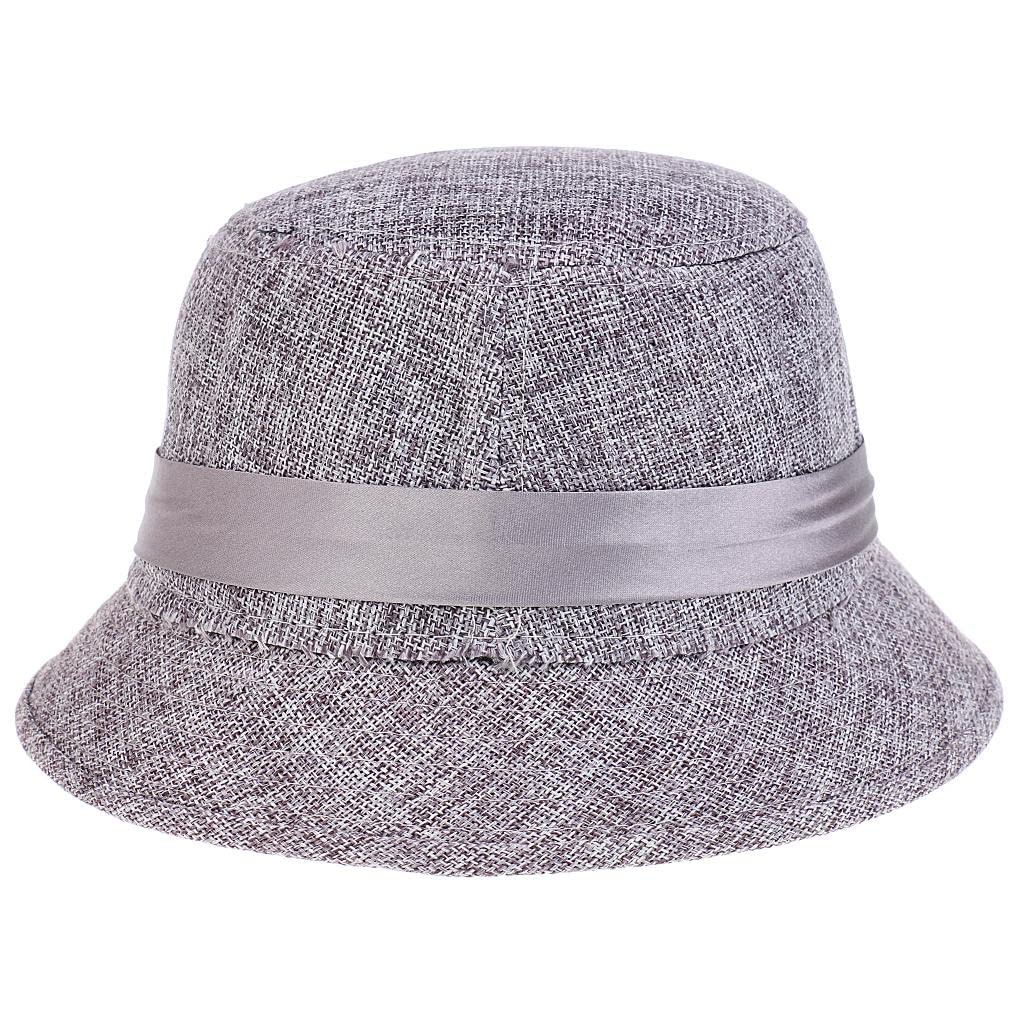 Women's Fashion Cloche Bucket Hat with Floral Accent - Gray Fedora Style Sun Hat for Outdoor, Beach, and Summer Activities