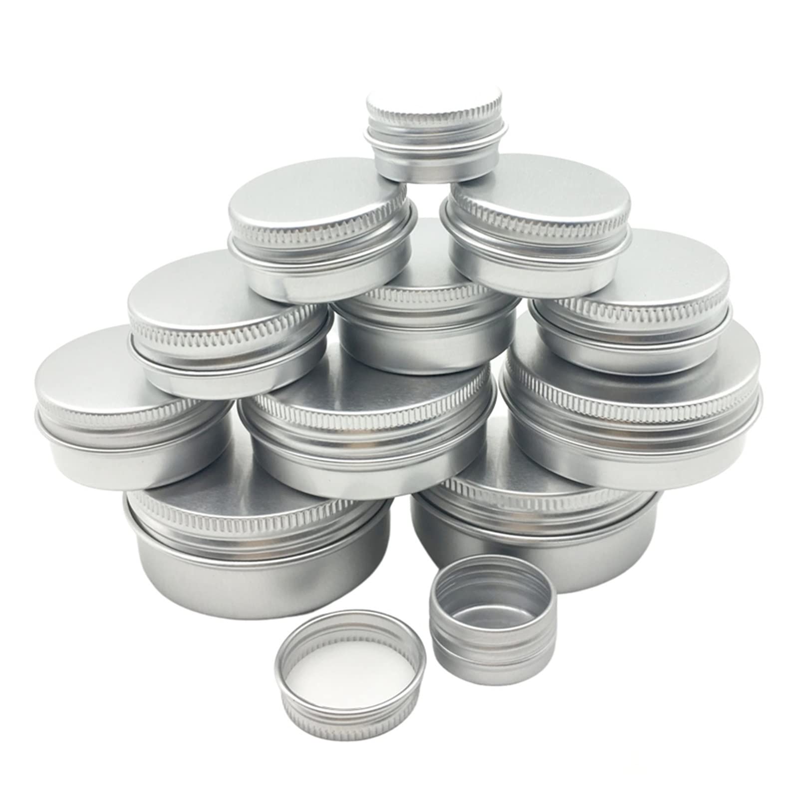 100Pcs Aluminum Cosmetic Jars (5g-100g) - Empty Metal Tins for Skin Care, Eye Cream, Lip Balm & Gloss Packaging | Home Storage & Travel-Friendly Beauty Containers