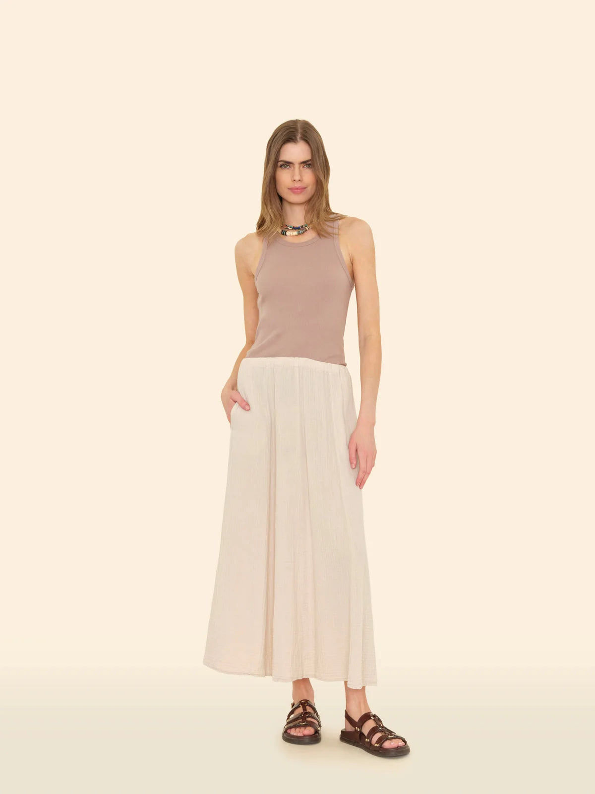 Deon Gauze Skirt for Women - Silver Slate Color | Flowy Boho Skirt for Summer, Beach, and Casual Outfits