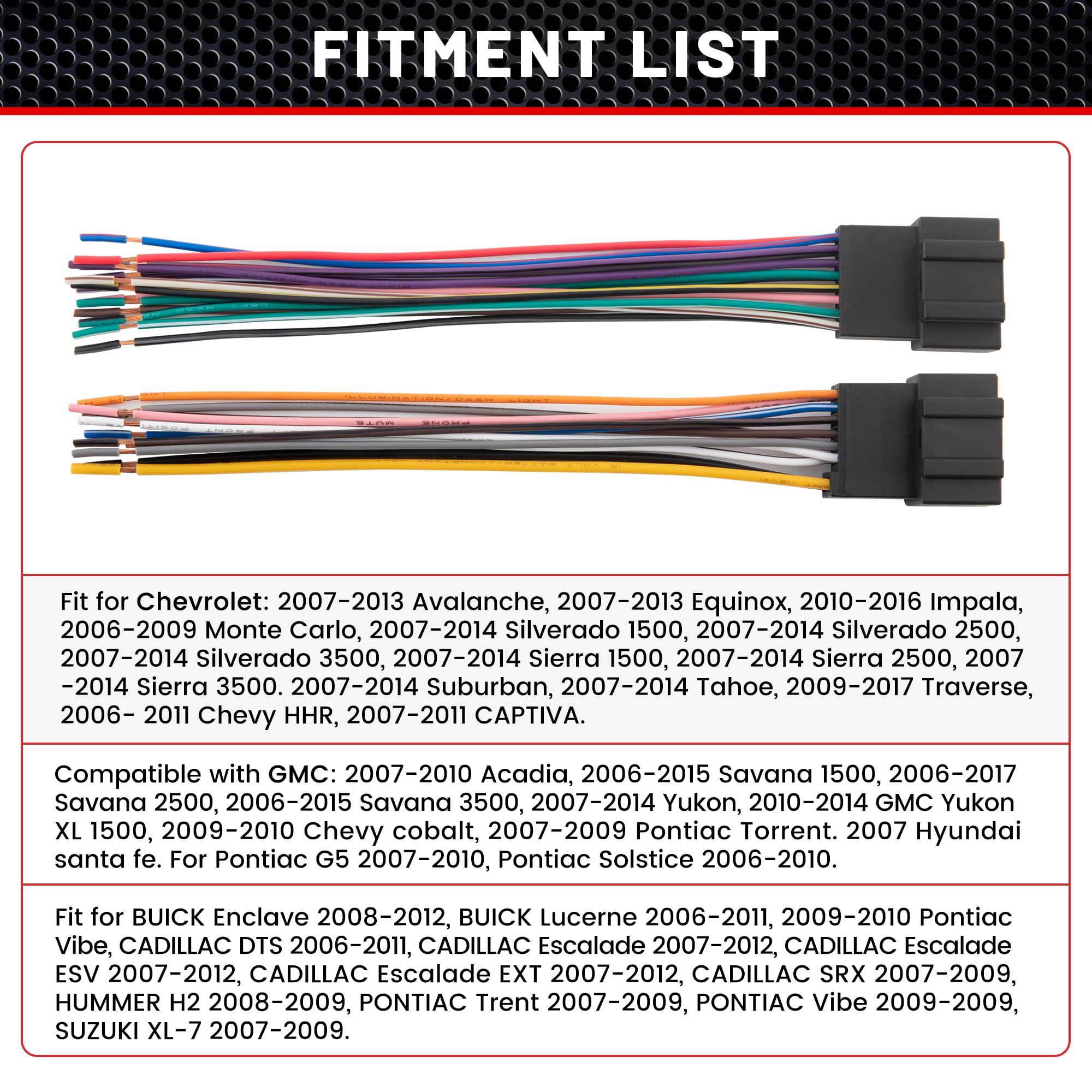RED WOLF Radio Wiring Harness with Antenna Adapter for 2006-2013 GM GMC Sierra Chevy Impala Buick Cadillac - Aftermarket Stereo CD Player Receiver Installation Kit - Perfect for Car Audio Upgrades & DIY Installations