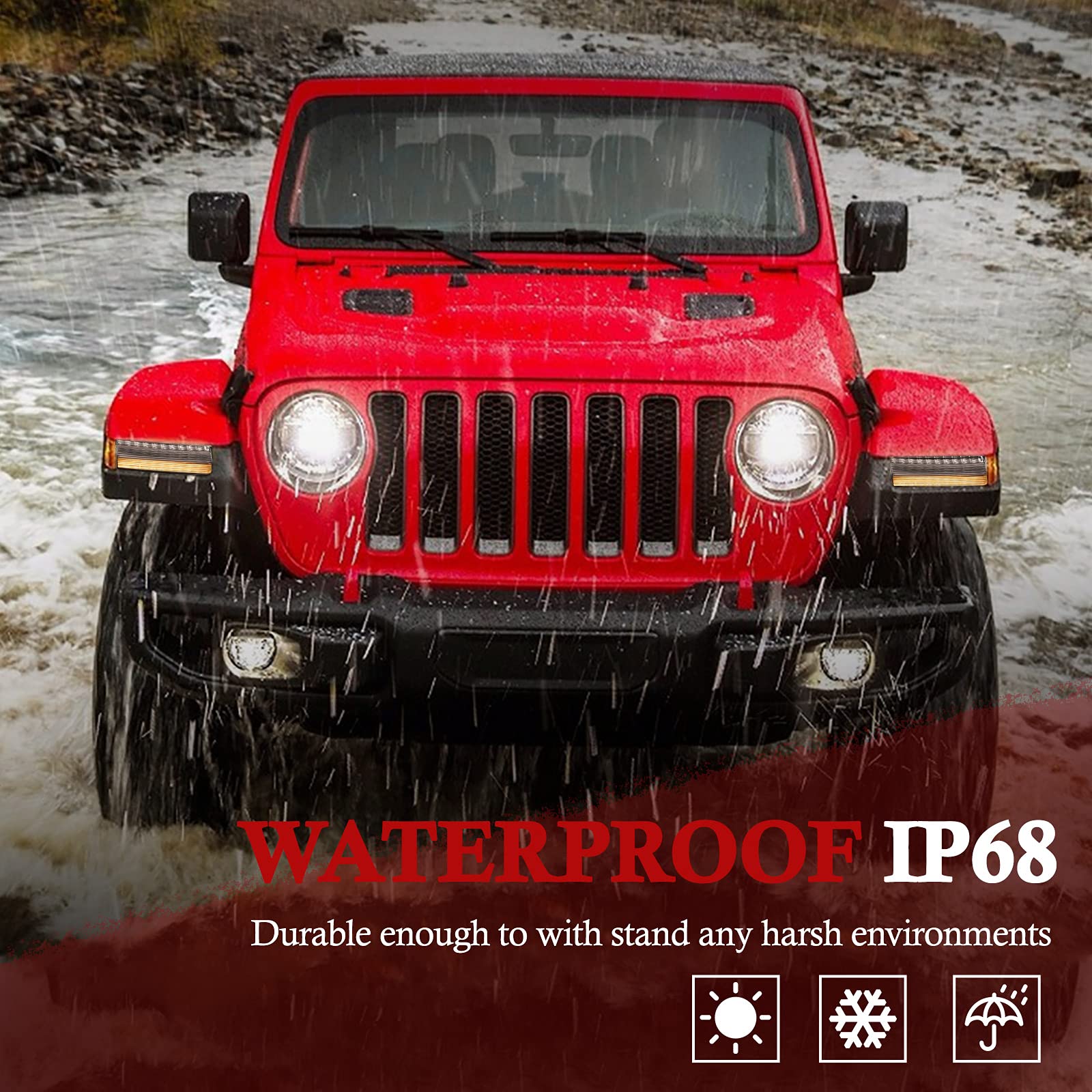 BUNKER INDUSTRIAL JL Fender Flares with LED Sequential Turn Signals & DRL Lights - Compatible with Jeep Wrangler 2018-2020 Sahara Rubicon (Excludes Sport Model) - Smoked Lens Design for Off-Road & Night Driving