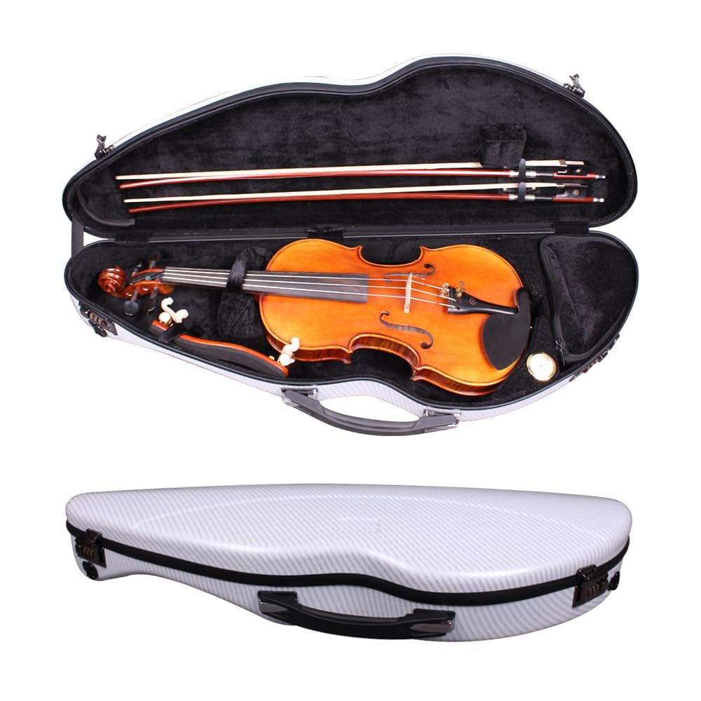 Premium 4/4 Carbon Fiber Violin Case with Password Lock - Lightweight & Durable Protective Violin Box for Travel & Storage (White) - Perfect for Musicians, Students & Performers