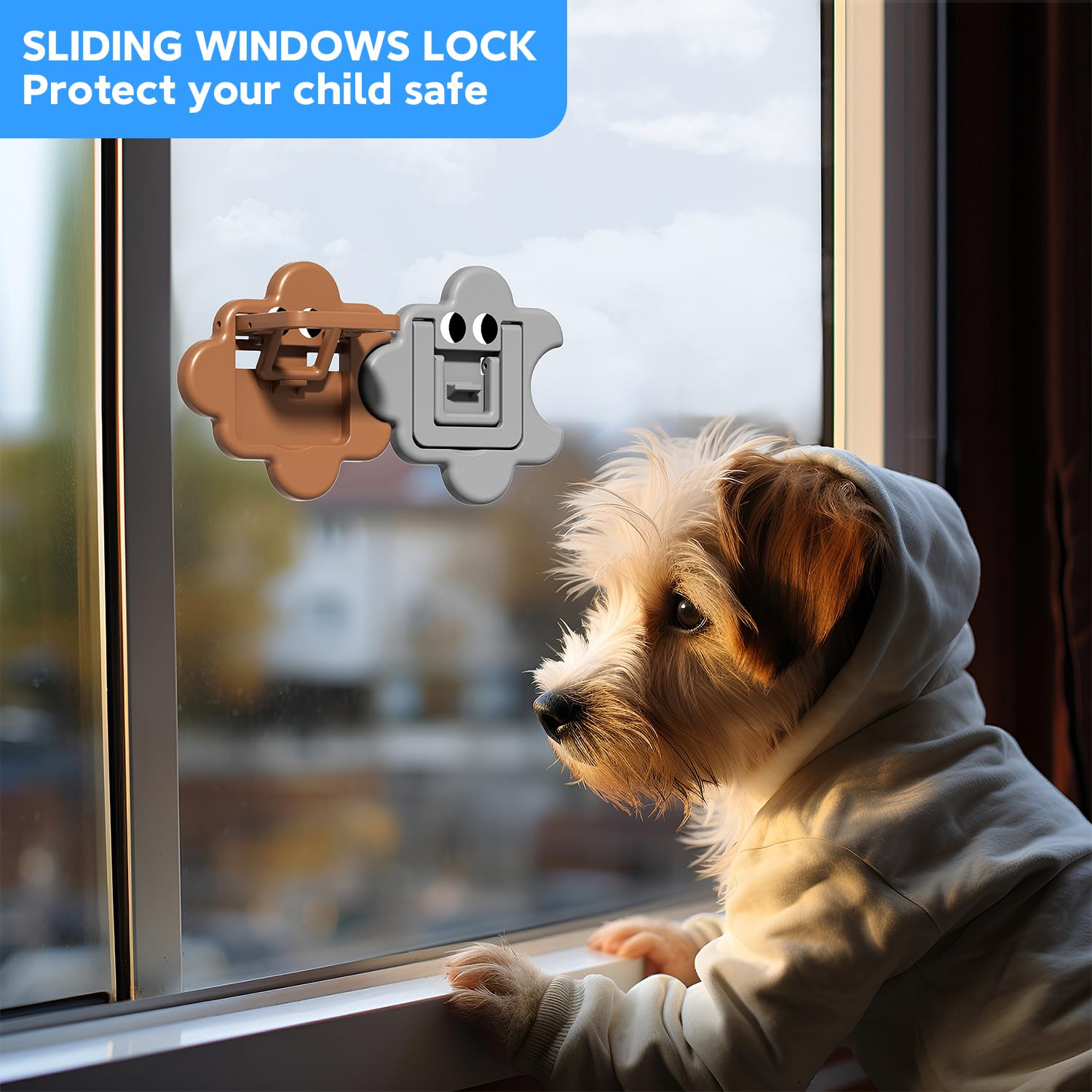 2-Pack Sliding Door Child Safety Locks - No Drill Baby & Pet Proof Window Locks for Sliding Glass Doors & Closets - Secure Home Childproofing Solution for Families with Toddlers or Pets (Ideal for Bedrooms, Bathrooms & Patio Doors)
