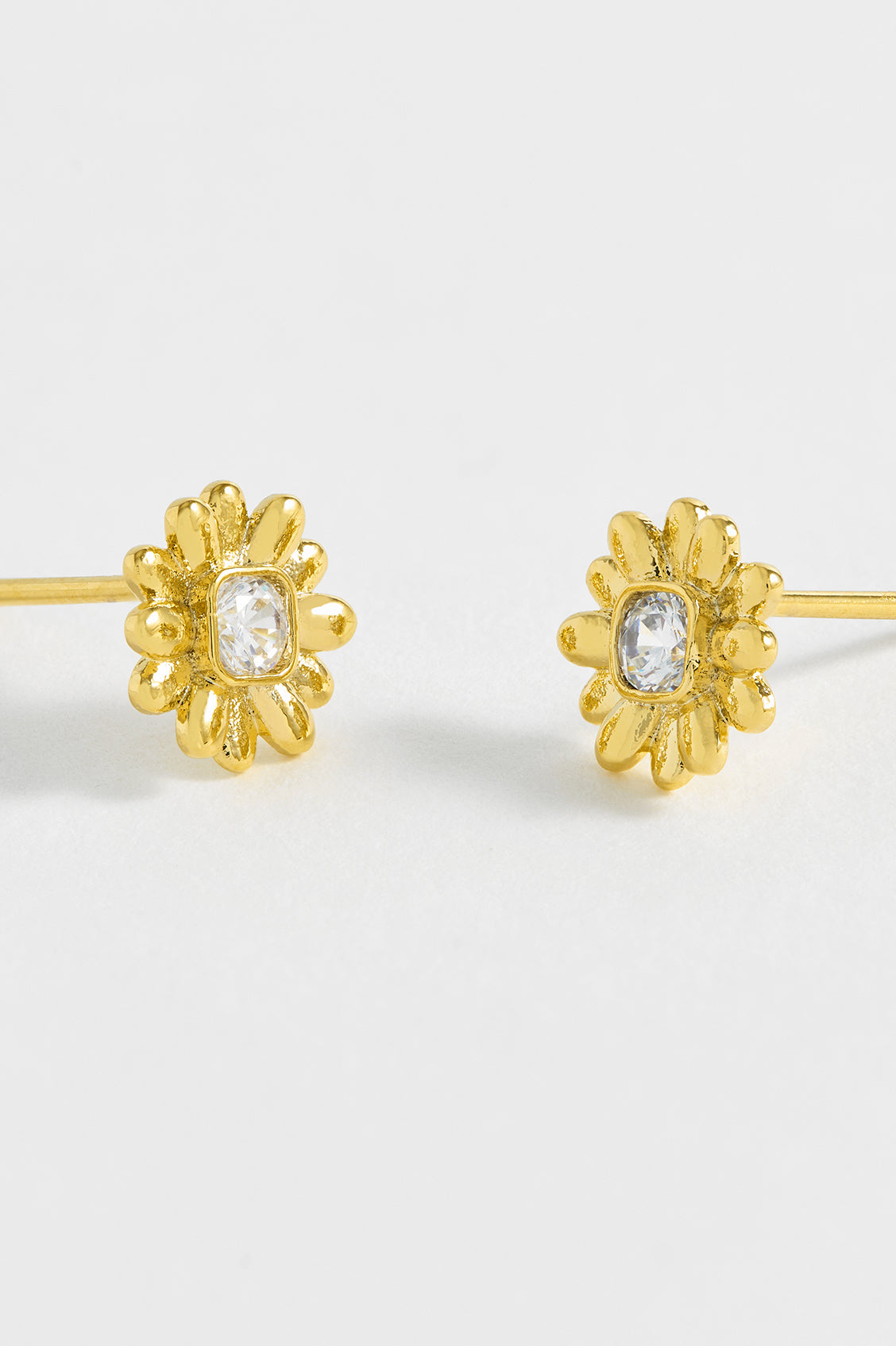 CZ Flower Stud Earrings EBE5591G - Elegant Cubic Zirconia Floral Design for Women, Perfect for Weddings, Parties & Everyday Wear