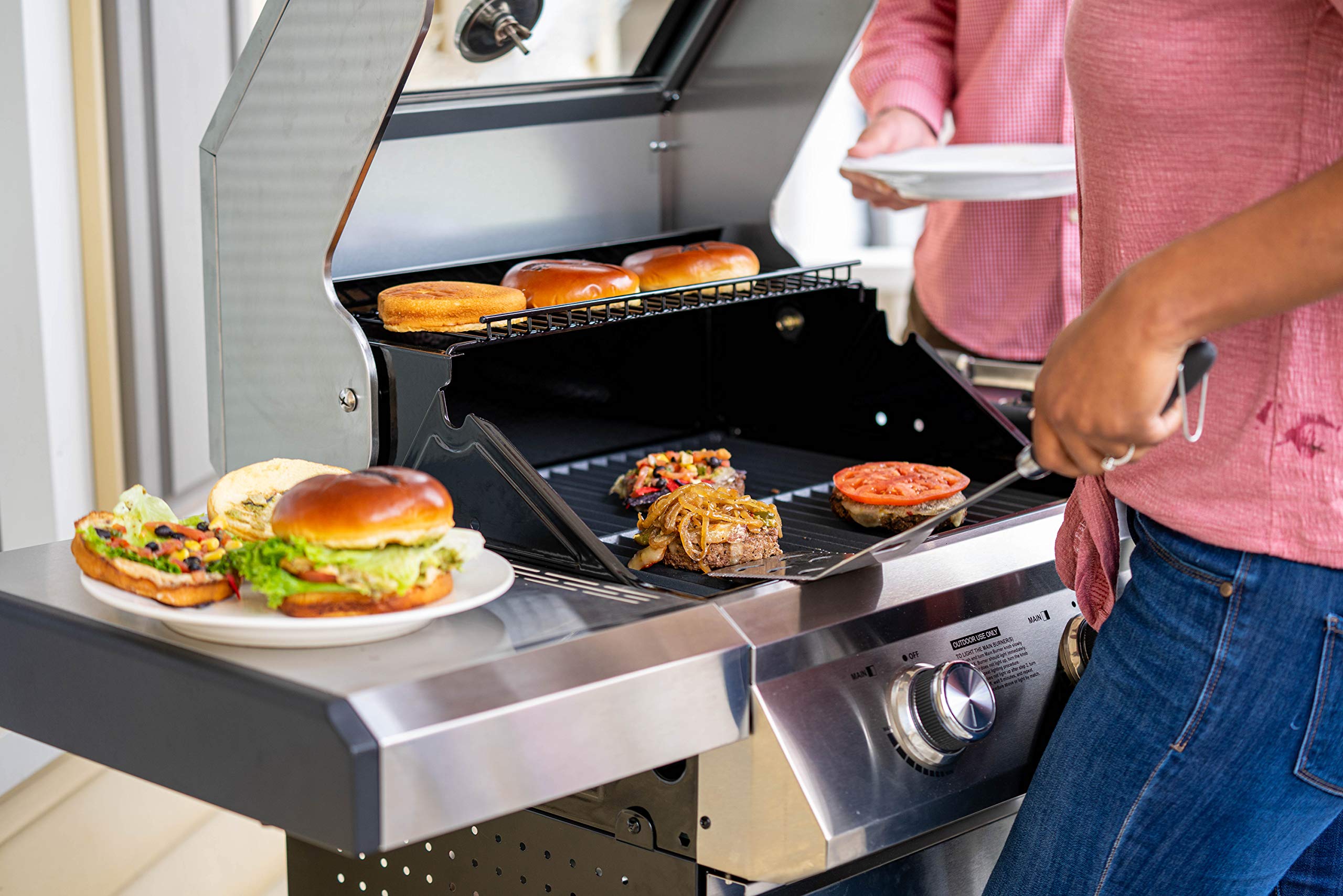 Monument Grills 14633 2-Burner Stainless Steel Propane Gas Grill with Clearview® Lid & Knob Controls - Mesa 200 Outdoor BBQ Grill for Backyard, Patio, and Tailgating