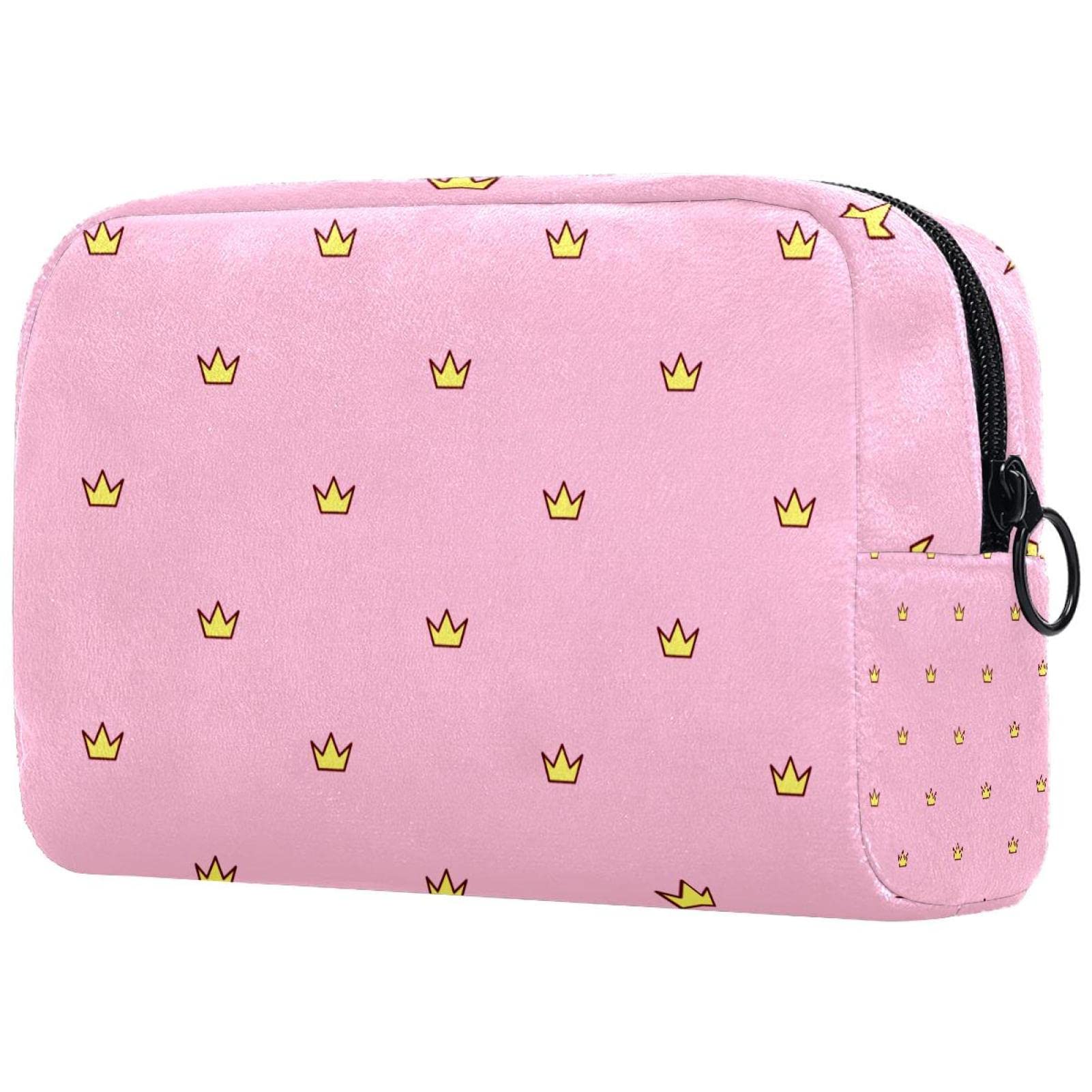 Cute Crown Pink Travel Cosmetic Bags for Women - Multifunctional Portable Makeup Organizer | Perfect for Travel, Gym & Daily Essentials Storage