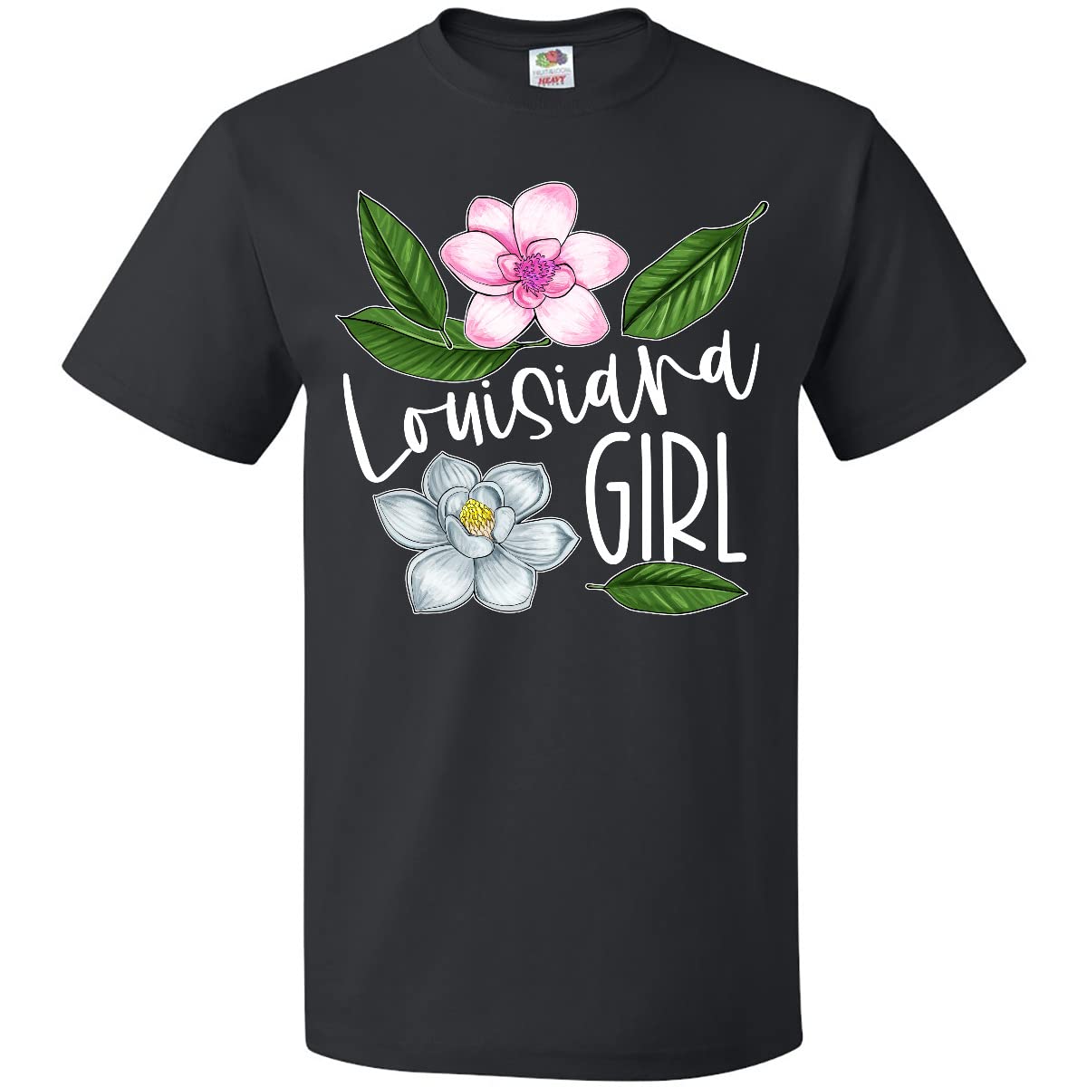 Inktastic Louisiana Girl Magnolia Flowers and Leaves T-Shirt - Comfortable Cotton Tee for Women, Southern Style Casual Wear, Perfect for Outdoors, Parties, and Everyday Fashion