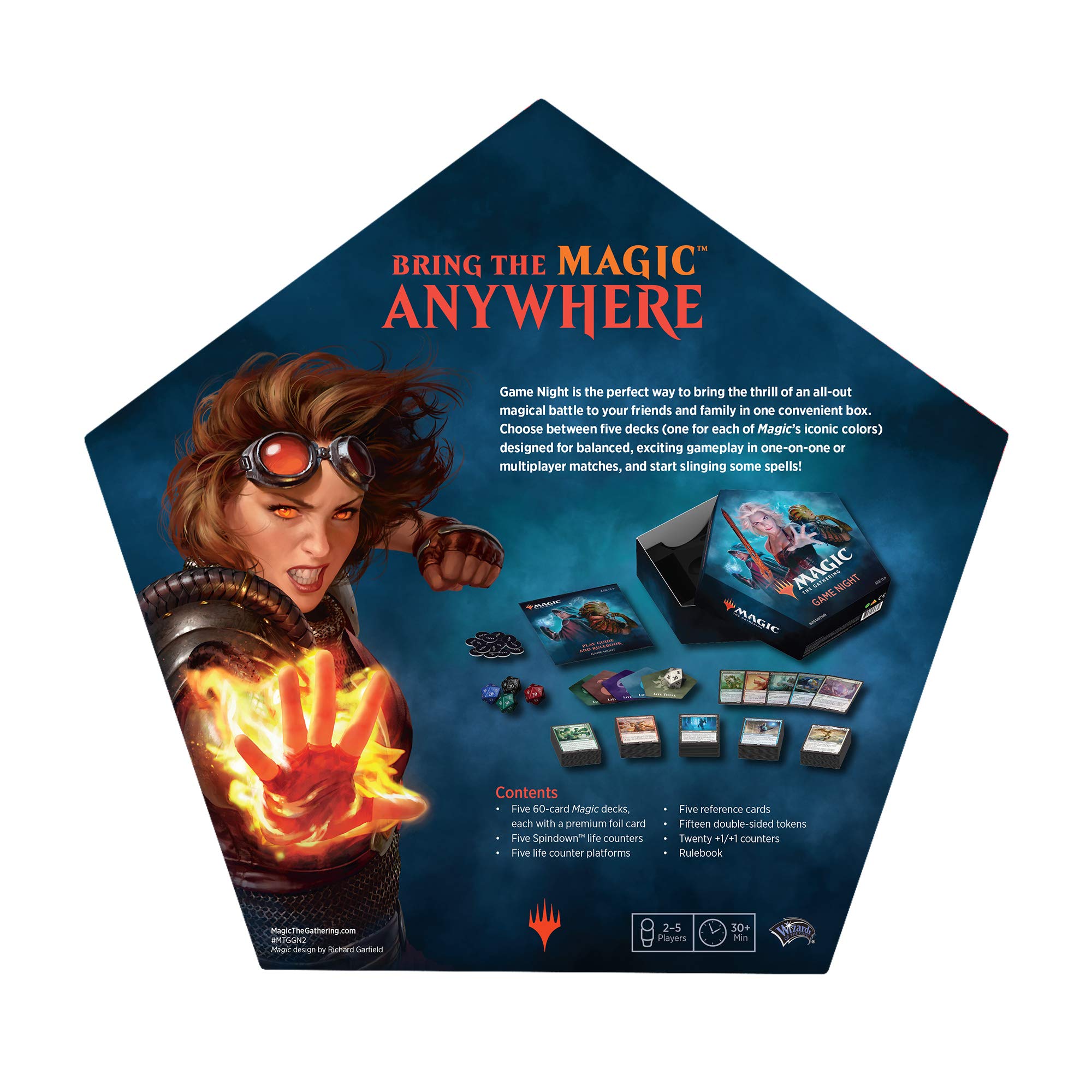 Magic: The Gathering Game Night 2019 | 2-5 Player Card Game Set with 5 Decks & Dice | Perfect for Family Game Nights & Friends Gatherings