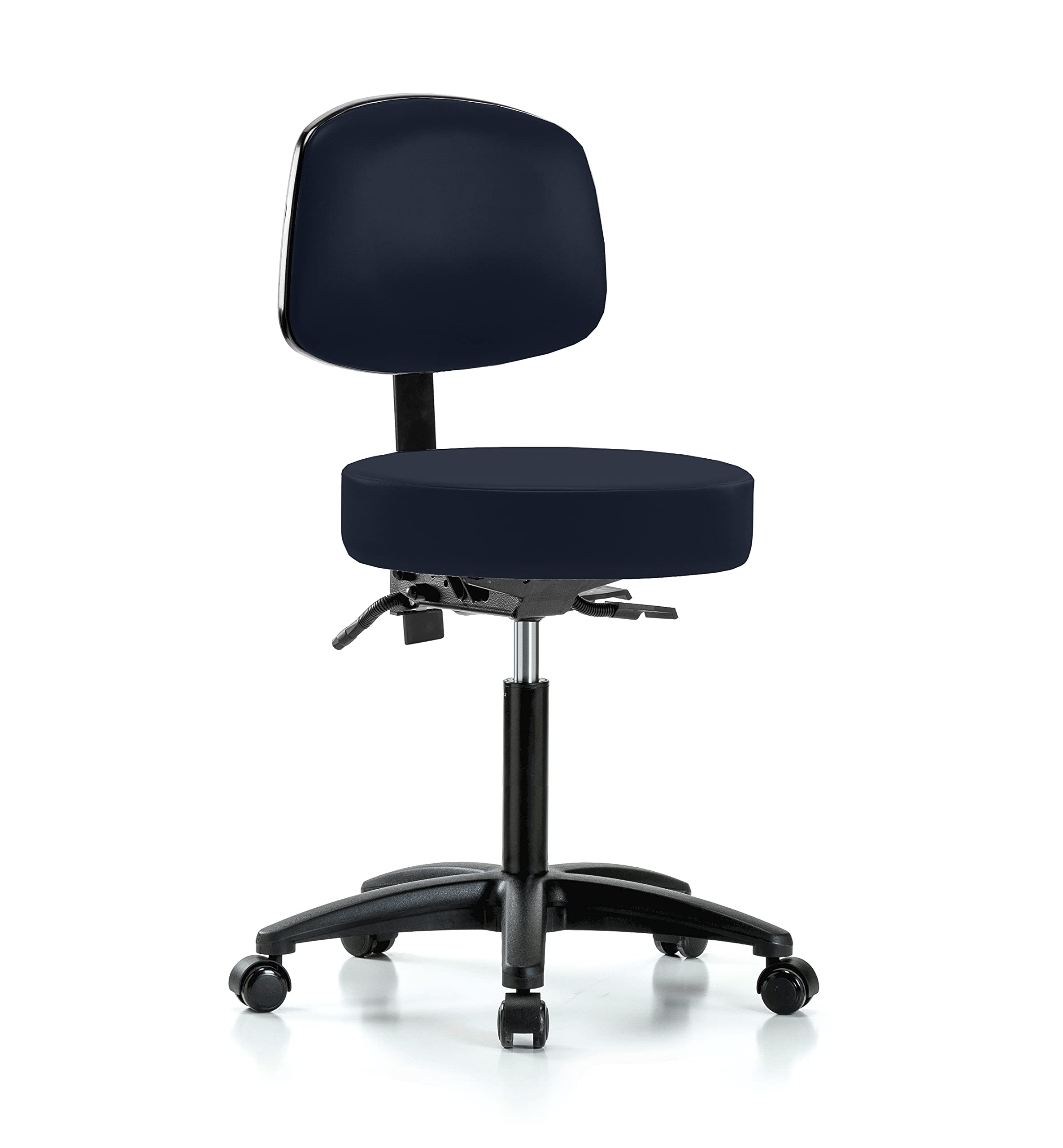 Walter Rolling Height Adjustable Doctor's Stool with Back Support - 300lb Capacity for Carpets & Linoleum | Ergonomic Workbench Stool for Medical Offices, Labs & Home Workspaces | Imperial Fabric