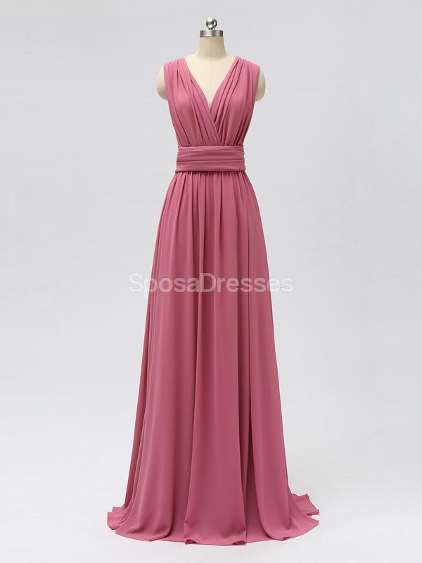 Elegant Convertible Chiffon Long Pink Bridesmaid Dresses for Weddings & Formal Events - WG603 | Perfect for Bridal Party, Prom & Special Occasions
