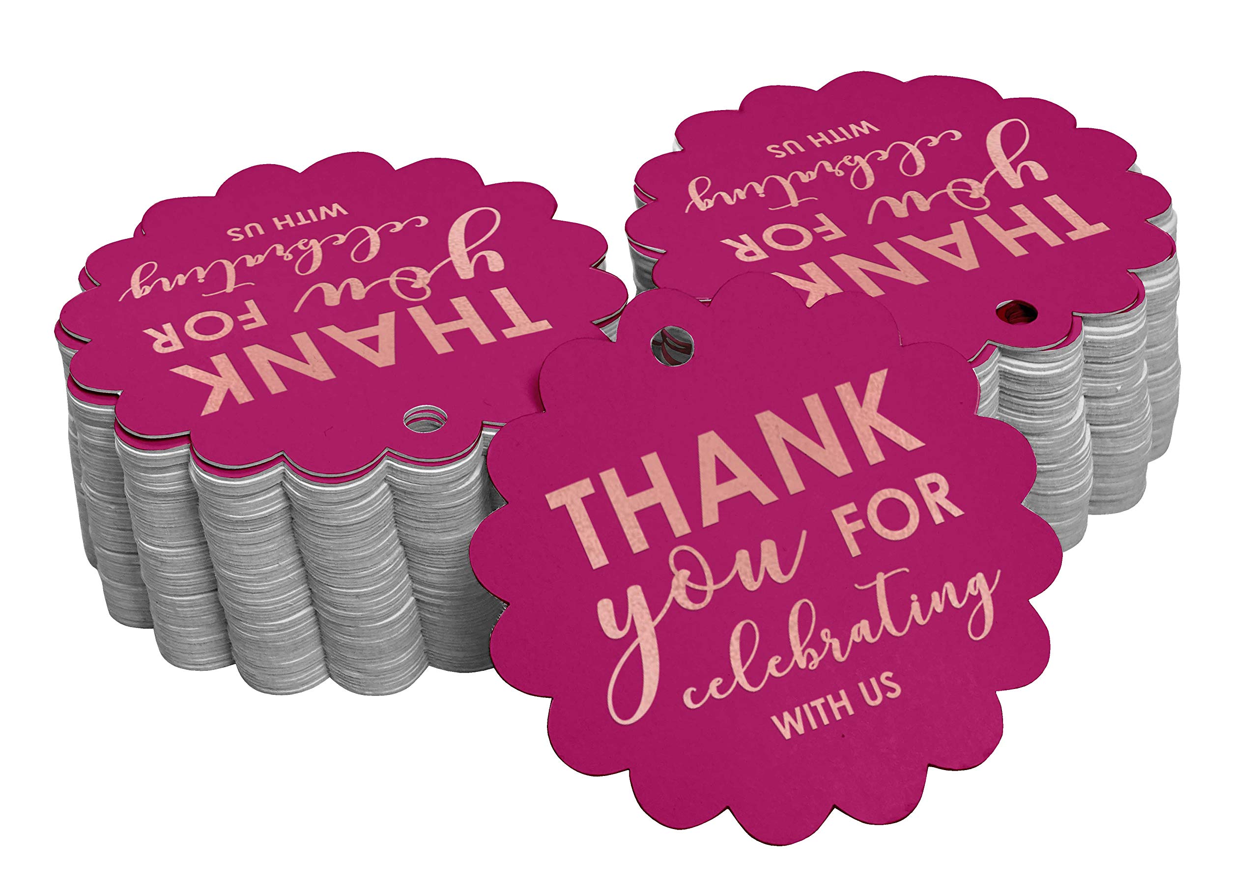 50 Pack Rose Gold Foil Thank You Tags for Wedding, Bridal Shower, Baby Shower, Birthday & Retirement Favors - Elegant Gift Tags for Party Decorations & Special Events