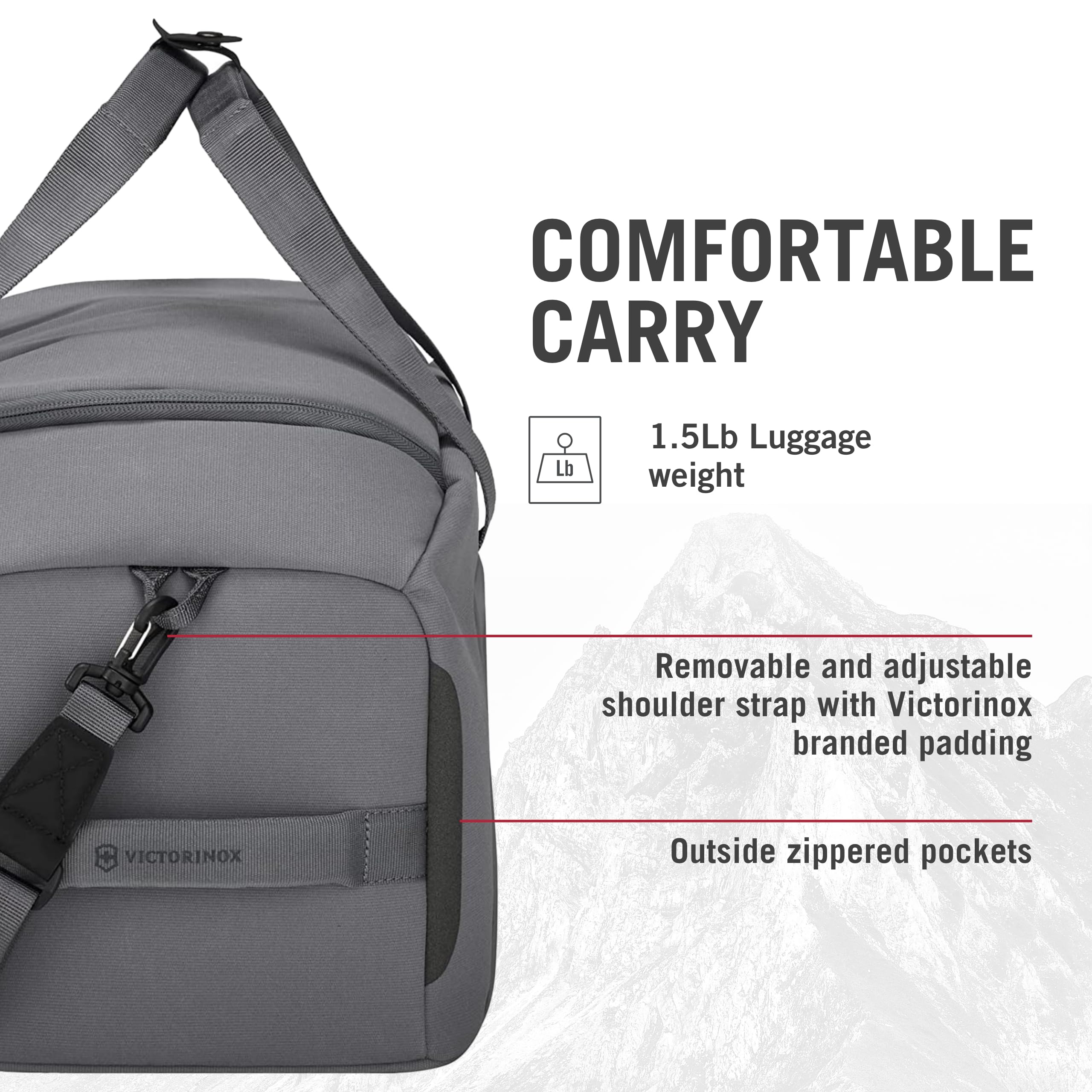 Victorinox Touring 2.0 Sports Duffel Bag - 33L Light Gray Waterproof Gym Bag for Men & Women - Durable Travel Duffel for Gym, Pool, Track & Weekend Trips - Includes Waterproof Pouch for Wet Clothes & Essentials