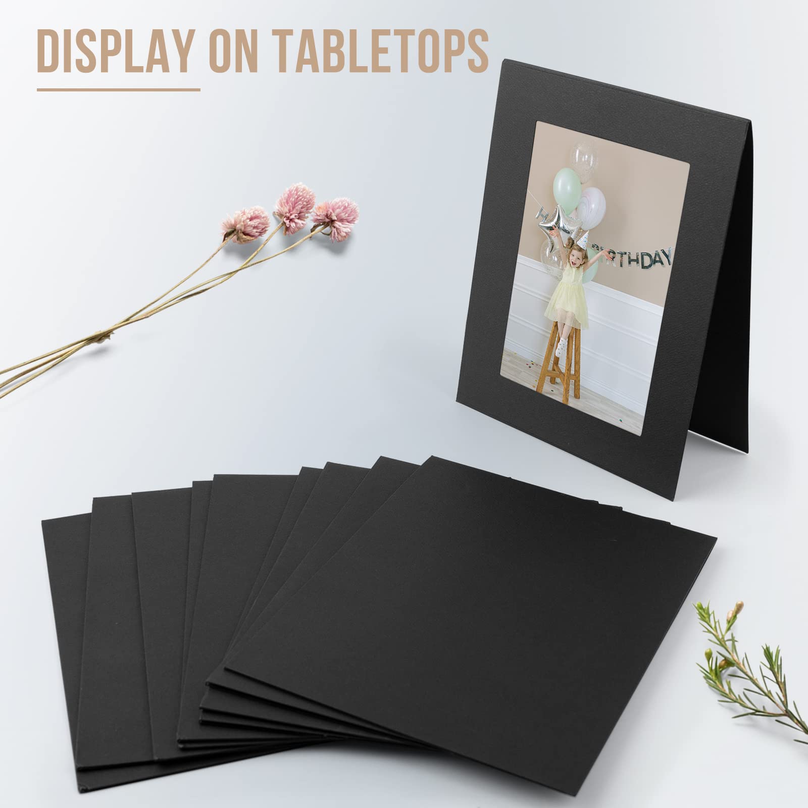 Golden State Art 100-Pack 5x7 or 7x5 Photo Folders - Black Cardboard Picture Frames & Paper Frame Cards for Greetings, Invitations - Perfect for Graduation, Christmas, Wedding & Special Events