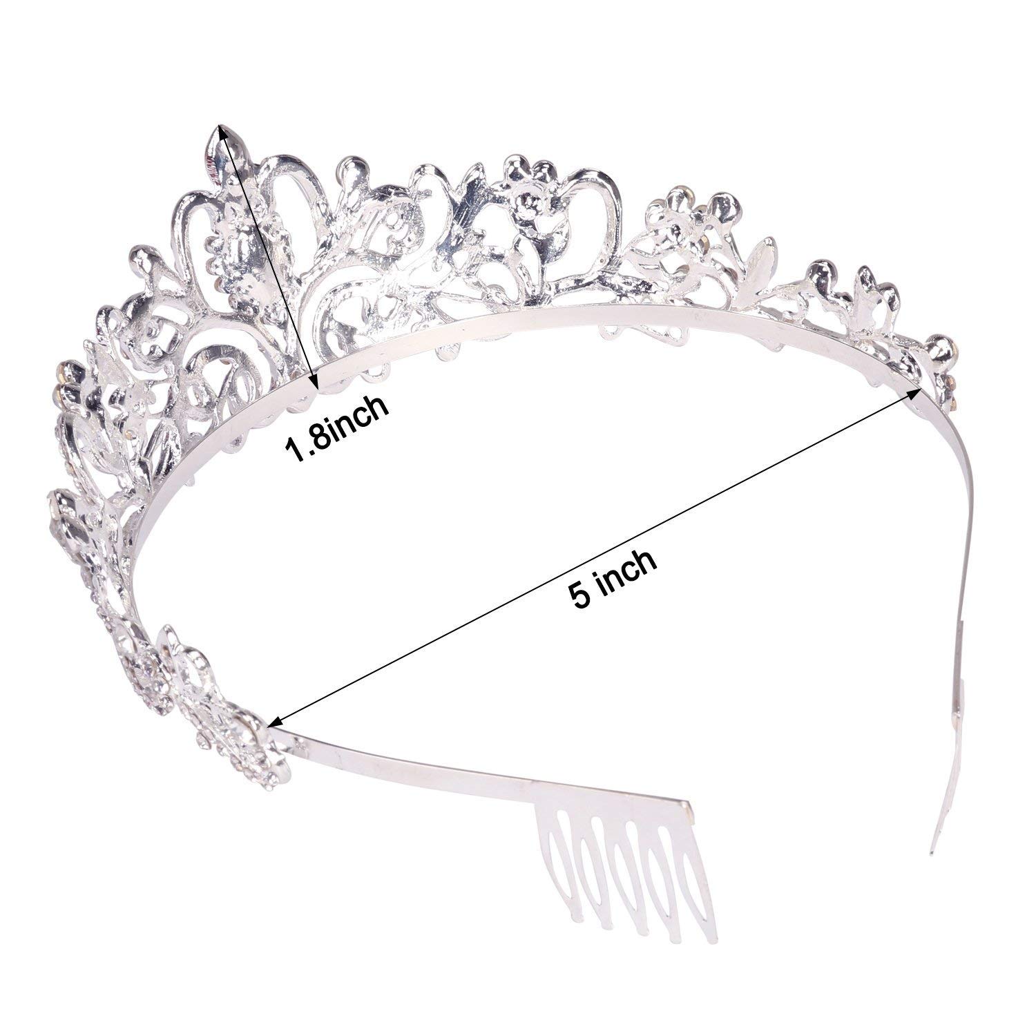 COCIDE Silver Tiara Crown with Aurora Borealis Crystals | Princess Rhinestone Headband with Combs | Bridal Wedding Prom Birthday Party Hair Accessories for Women & Girls | Perfect for Brides, Pageants, and Special Occasions
