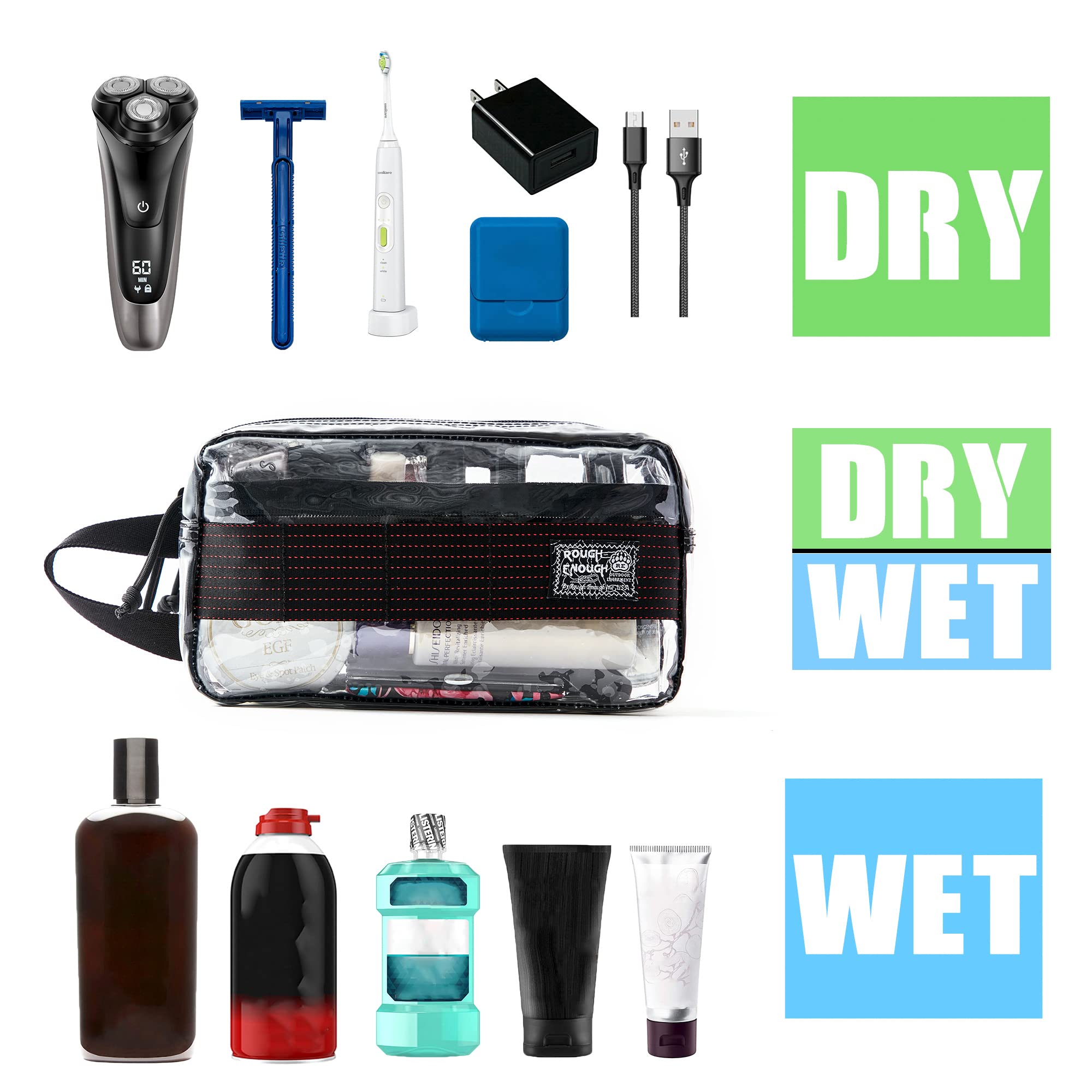 Clear Travel Toiletry Bag for Men & Women - Waterproof Shaving & Hygiene Dopp Kit with Multiple Pockets - Perfect for Airplane Carry-on, Gym Essentials & Weekend Getaways