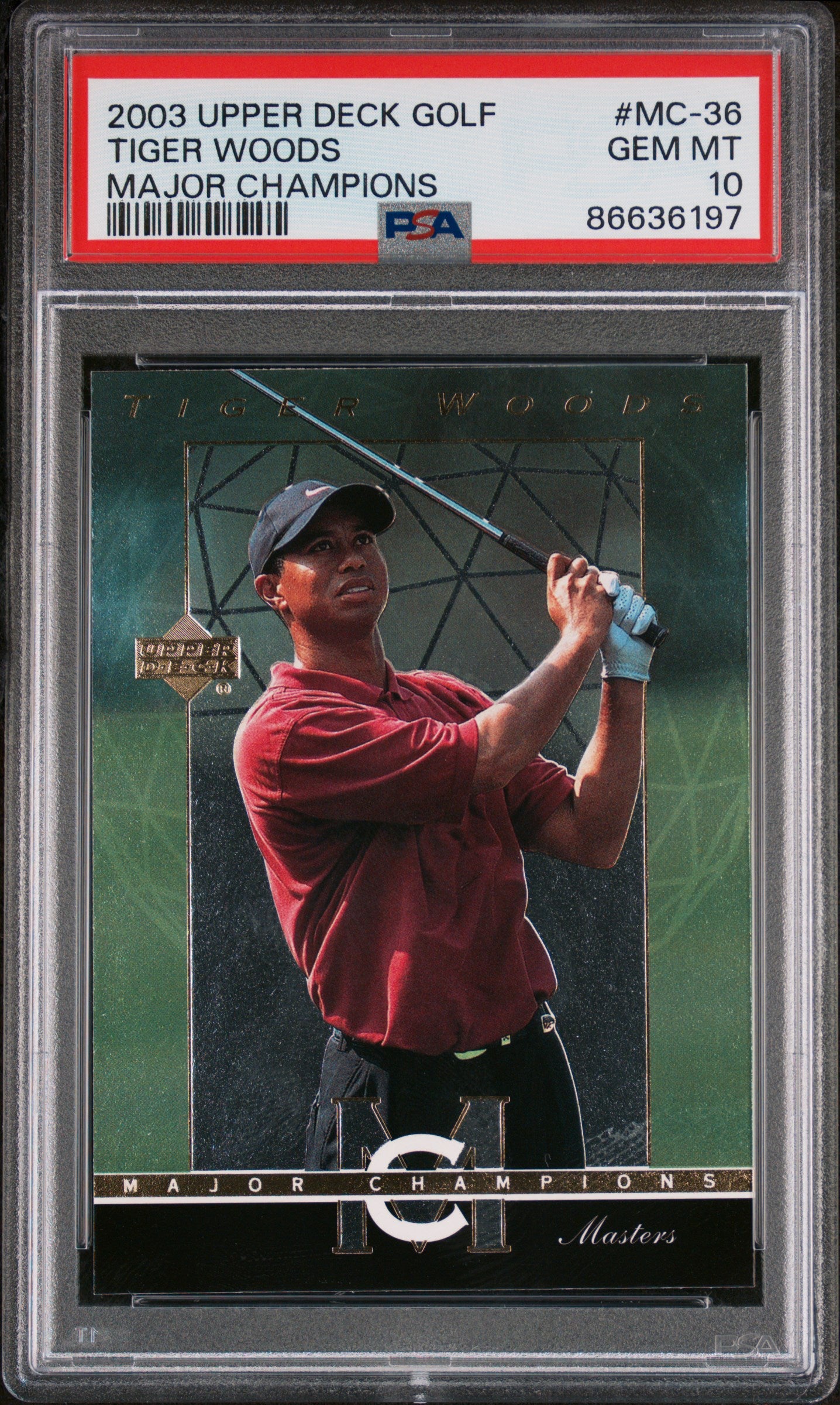 2003 Upper Deck Major Champions Tiger Woods #MC36 PSA 10 Gem Mint - Rare Golf Trading Card for Collectors & Sports Memorabilia Enthusiasts - Perfect for Display, Investment & Gifting