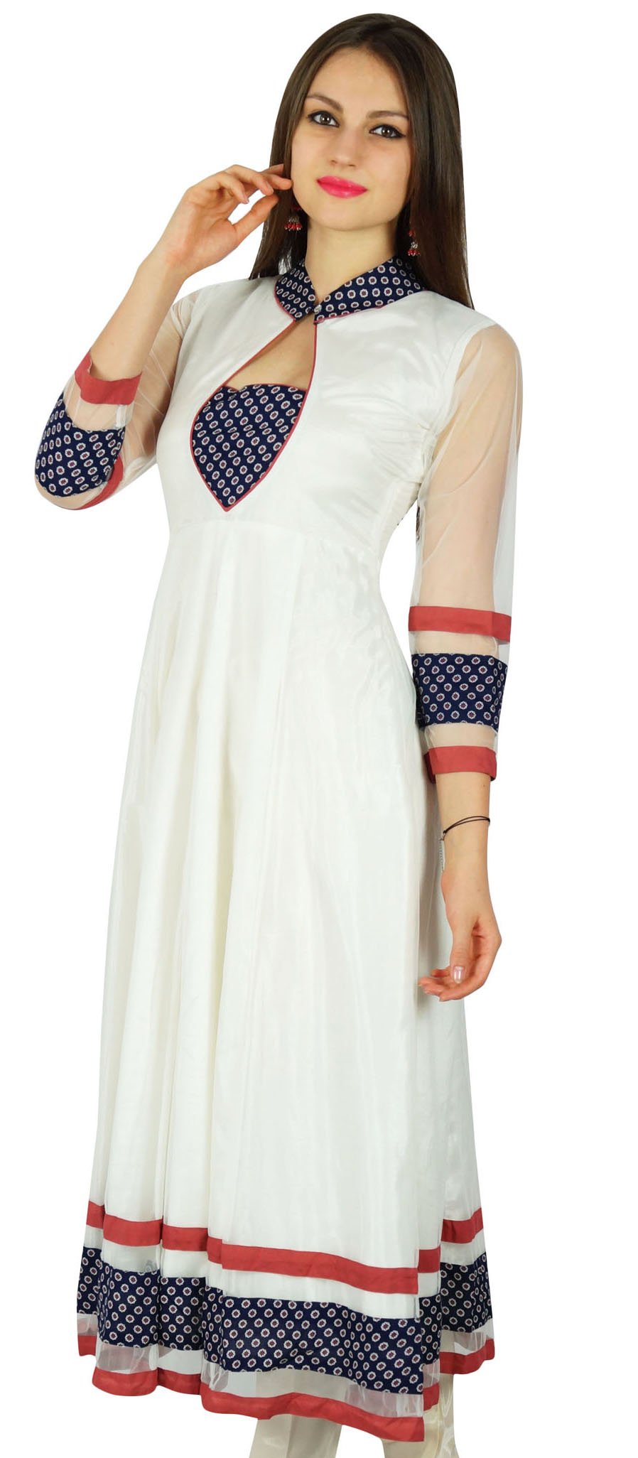 Elegant Bimba Women's Net Anarkali Kurta Kurti Long Maxi Dress for Party, Wedding & Festive Occasions | Indian Ethnic Formal Wear | Perfect for Diwali, Eid & Special Celebrations