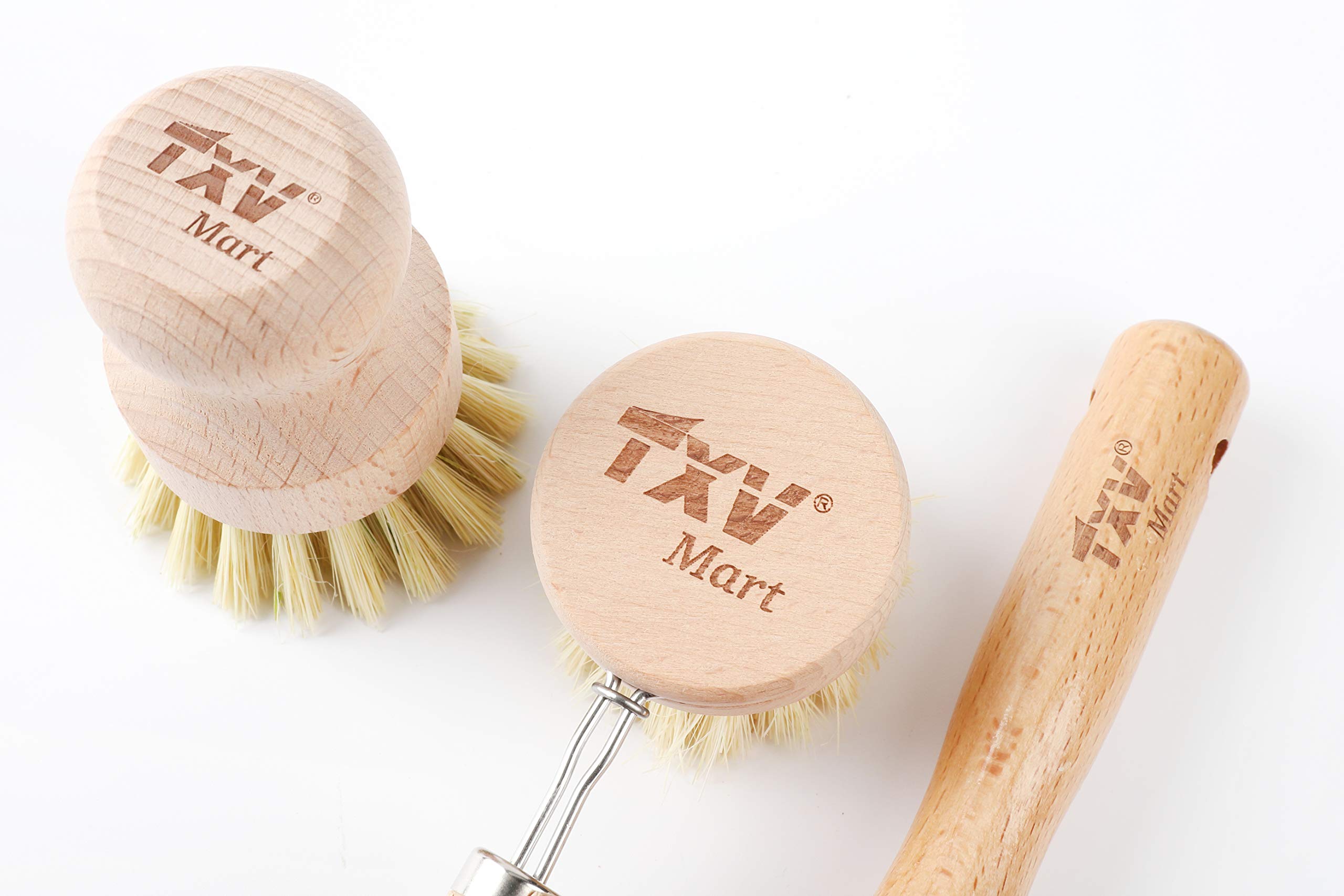 Eco-Friendly Natural Wooden Kitchen Cleaning Brush Set - 5 Piece Dish Scrubber with Loofah Sponges & Bottle Brush | Sustainable Wood Dishwashing Tools for Home, Restaurant & Camping Use