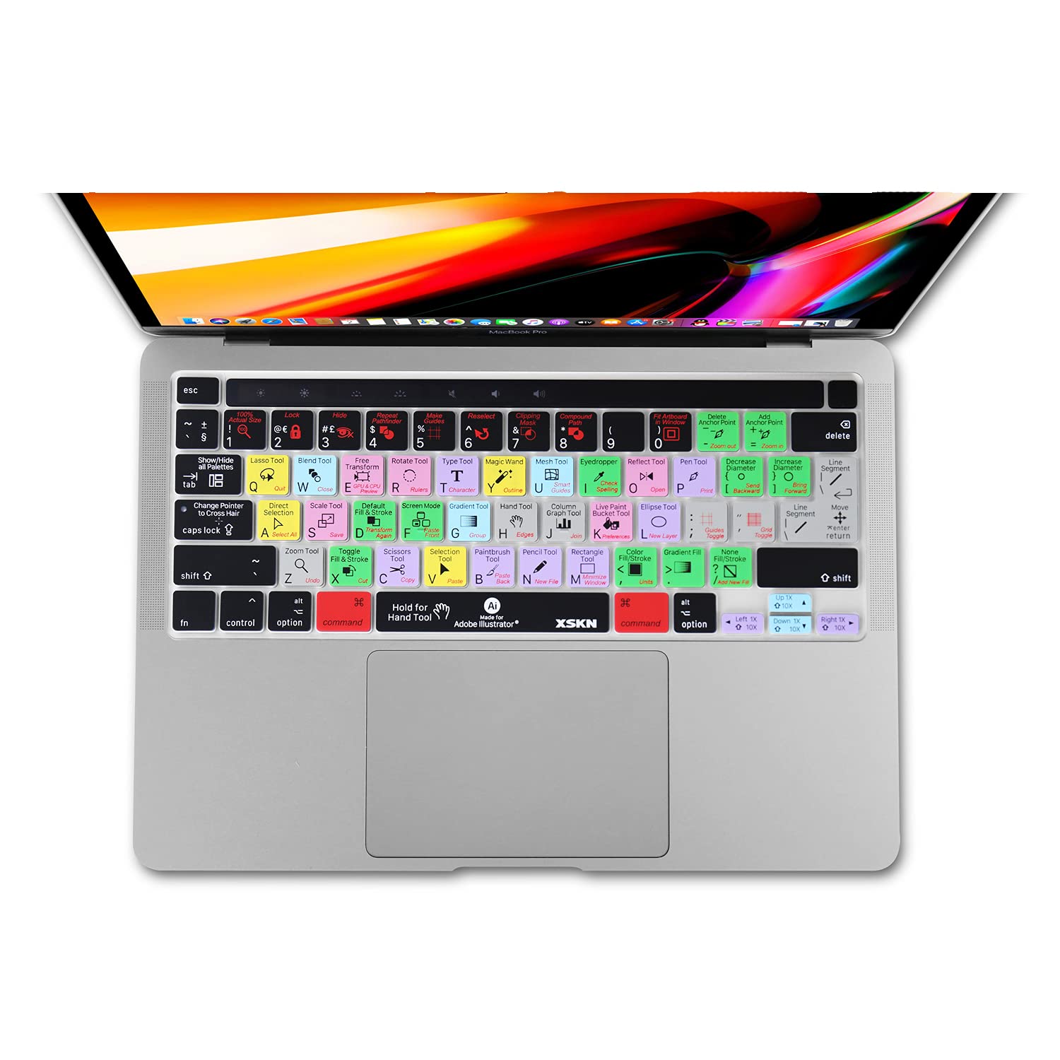XSKN Illustrator English Silicone Keyboard Cover for MacBook Pro 16