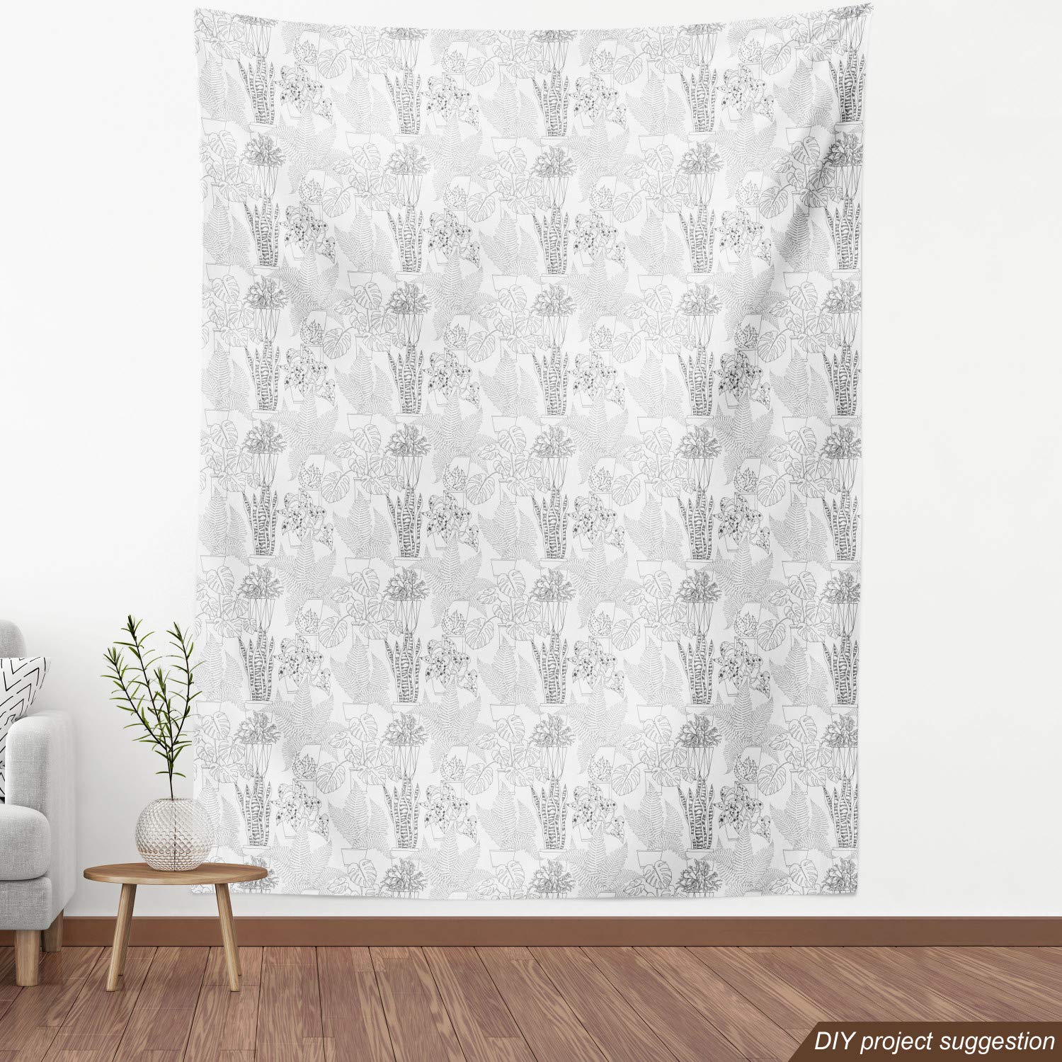 Ambesonne Exotic Foliage Fabric by The Yard - Tropical Houseplants & Monstera Leaves Print - 10 Yards Dark Grey White Upholstery Material for Sofa, Curtains & Home Decor | Perfect for Boho Chic Living Room & Bedroom Accents