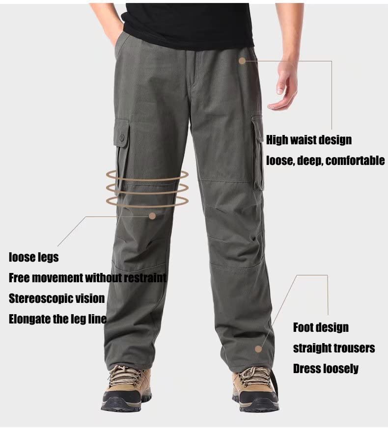 Men's Camo Cargo Work Pants - 6 Pocket Cotton Combat Trousers for Outdoor & Job Sites