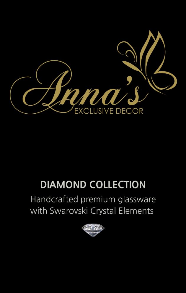Luxury Handmade Butterfly Glass Vase with Swarovski Crystals & Etched Design - Elegant Satin-Lined Gift Box - Diamond Collection - 12.6 Inch (32 cm) Home Decor - Perfect for Wedding Centerpieces, Anniversary Gifts & Luxury Home Accents