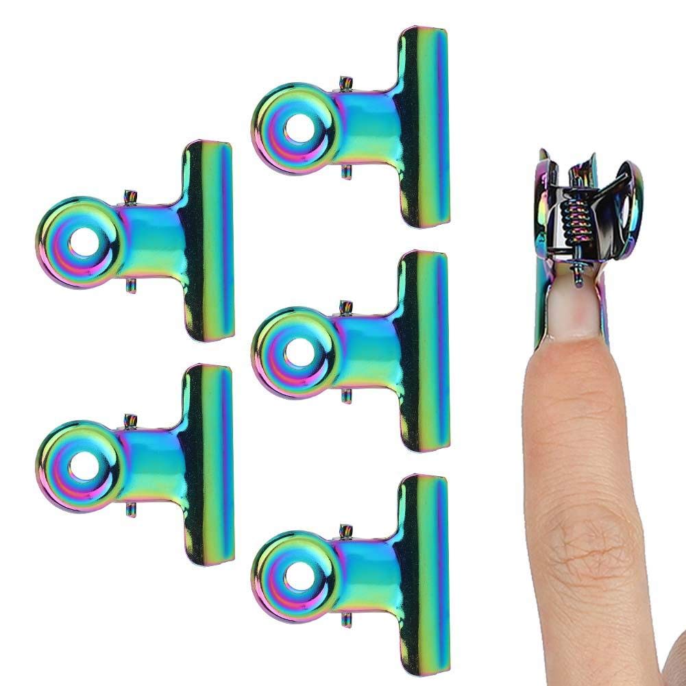 5pcs Stainless Steel Polygel Nail Clips - Multi-Functional Curve Nail Extension Clips for Professional & DIY Nail Art | Perfect for Polygel, Acrylic & Gel Nail Extensions at Home or Salon