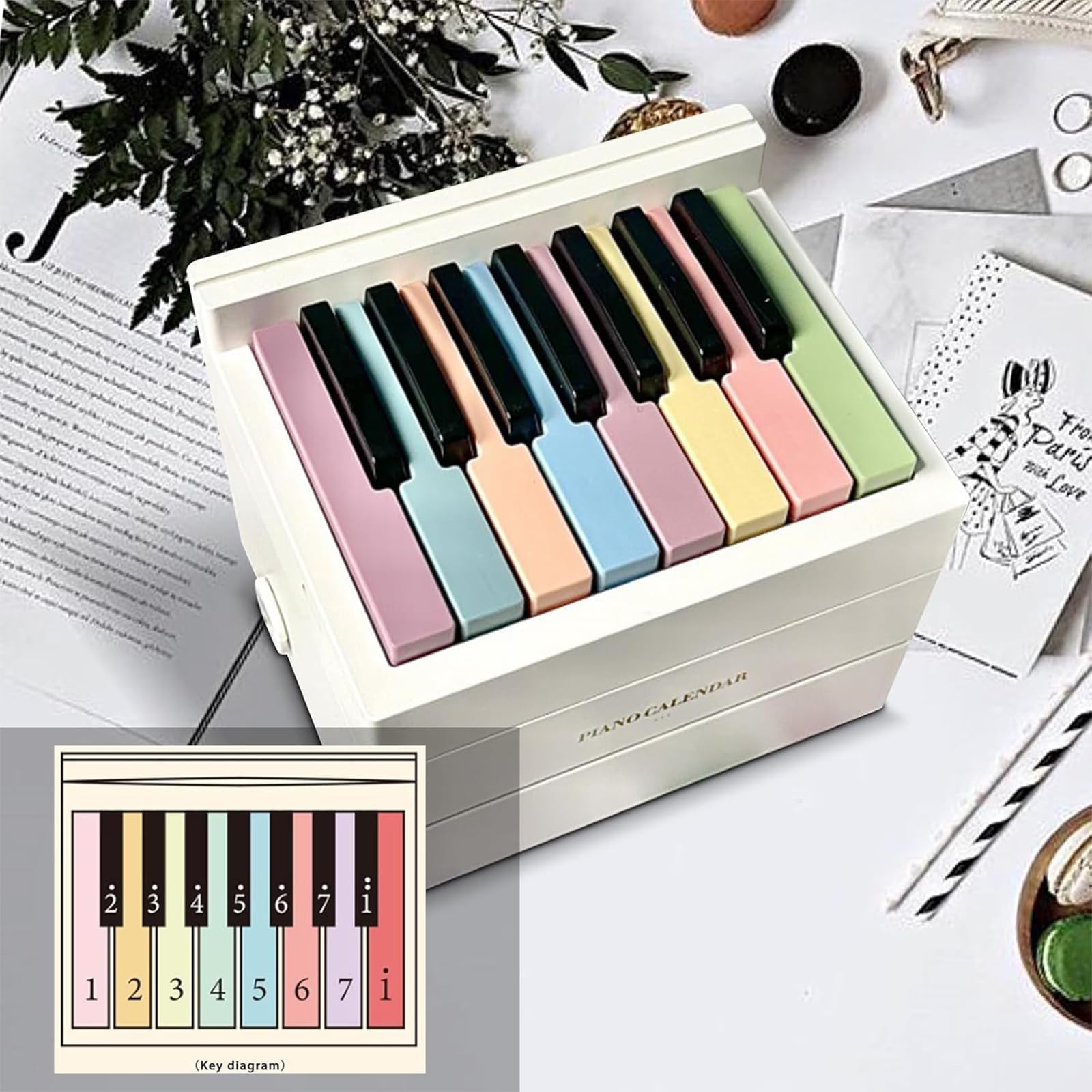 2025 Swift Piano Playable Desk Calendar with 52 Simplified Music Scores - 26 Cards, Perfect Gift for Music Lovers, Family & Friends (White) | Home Office Decor, Music Practice Aid, Holiday Gift Idea