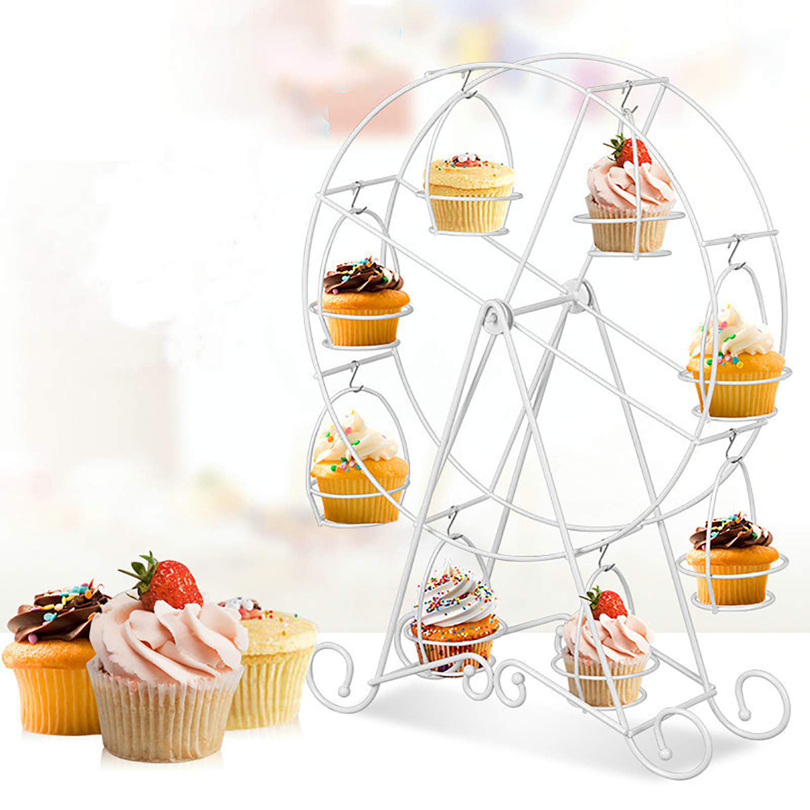 TBoxBo Ferris Wheel Cupcake Stand - 3 Tier Dessert Display for Donuts, Snacks & Small Treats | Perfect for Weddings, Birthdays & Party Decorations | Elegant Craft Display for Celebrations & Events
