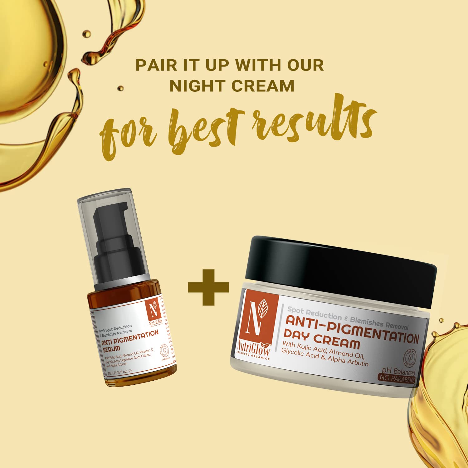 Nutriglow Advanced Organics Dark Spot Corrector Serum with Licorice Root & Vitamin C - Anti-Pigmentation Treatment for Face, Brightening & Blemish Removal - 30ml - Perfect for Nighttime Skincare Routine & Hyperpigmentation Care