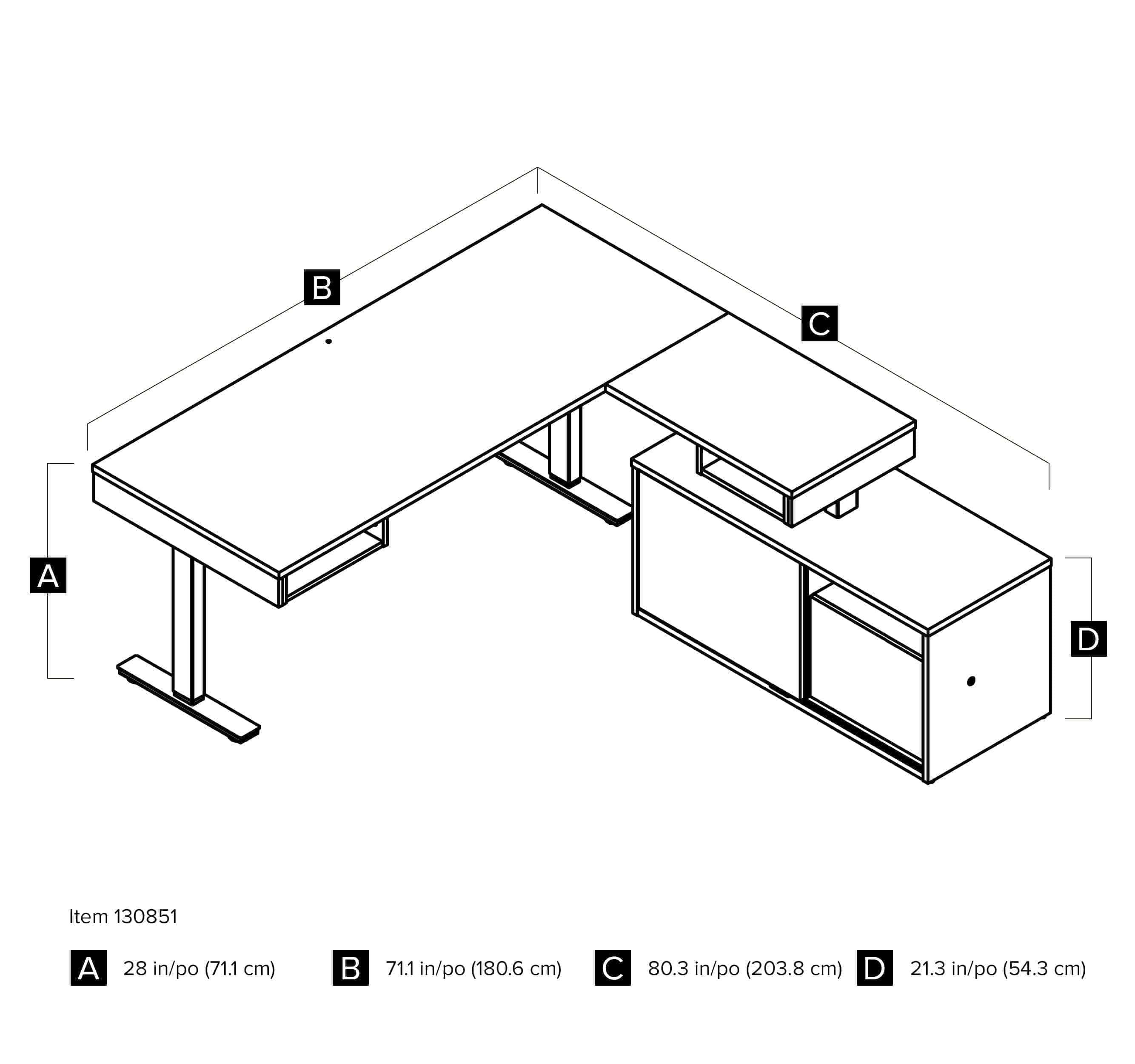 Ergonomic L-Shaped Standing Desk with Built-in Credenza & Dual Monitor Arm - 2 Color Options for Home & Office Workspace