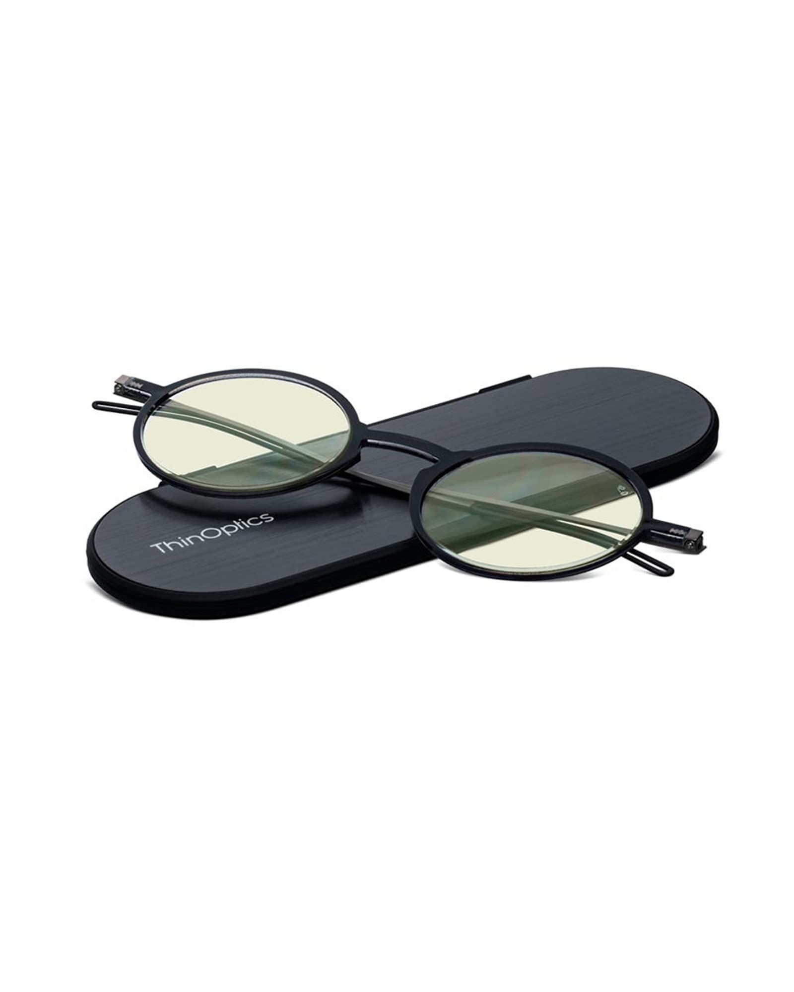 ThinOptics Manhattan Blue Light Blocking Glasses - Anti Eye Strain Round Reading Glasses for Computer & Phone Use - Perfect for Office, Gaming & Nighttime Screen Viewing
