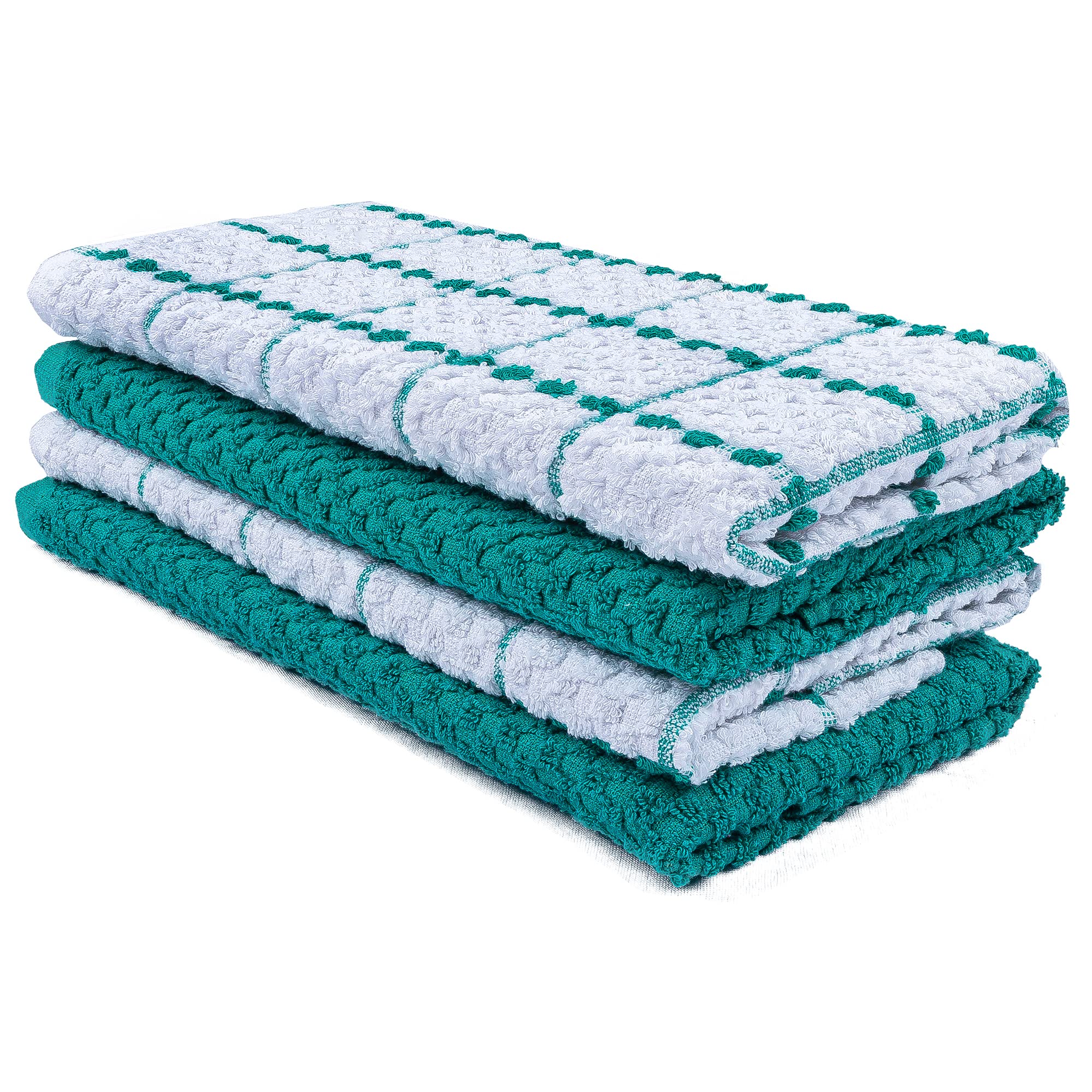 Premium 12-Pack 100% Cotton Dish Towels Set - 15x25 Inch Ultra Soft & Absorbent Kitchen Towels for Cleaning, Drying & Multipurpose Use (Green) - Ideal for Dishes, Countertops & Household Chores