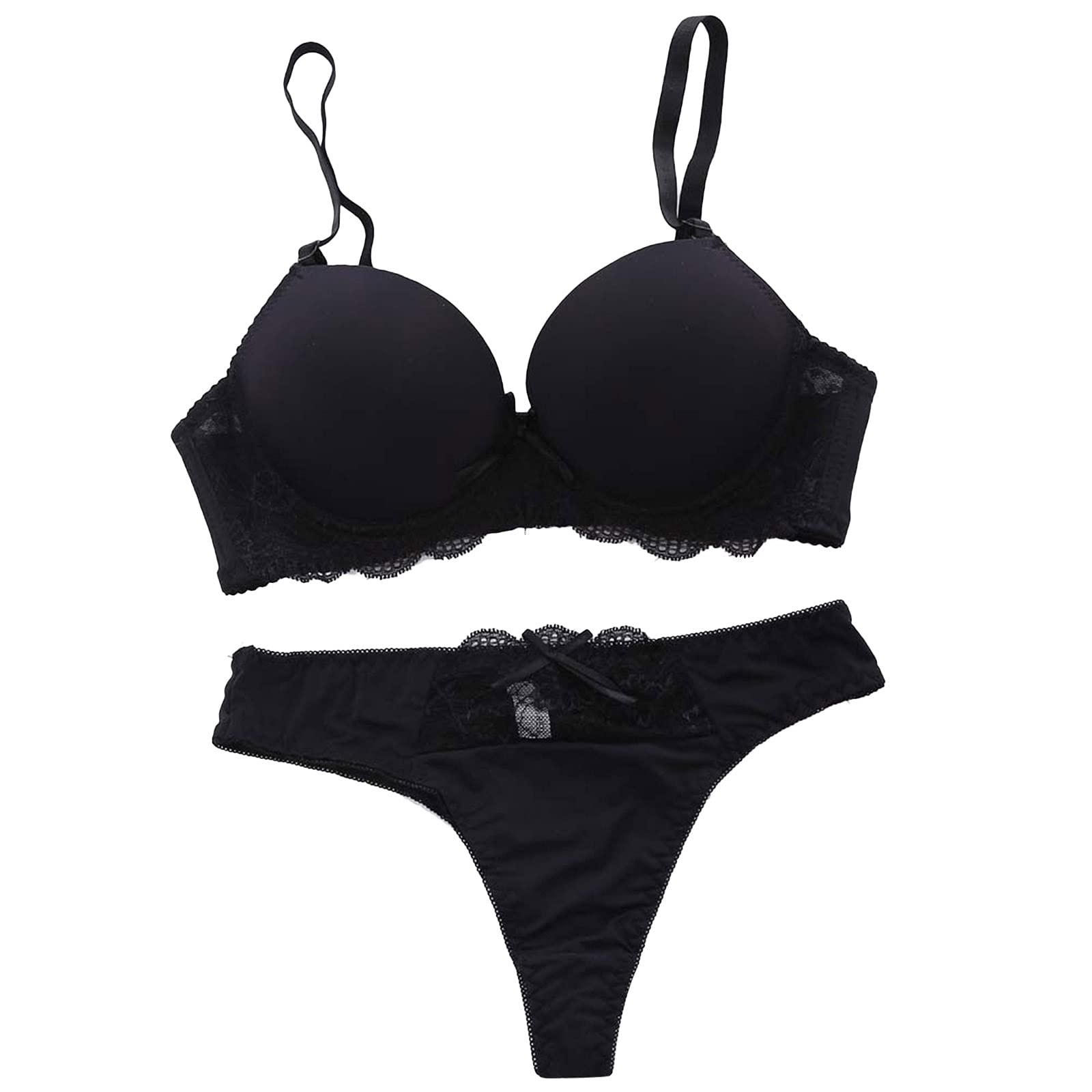 Sexy Push Up Lace Bra and Panty Set for Women - Comfortable Padded Underwear Lingerie for Date Night & Special Occasions