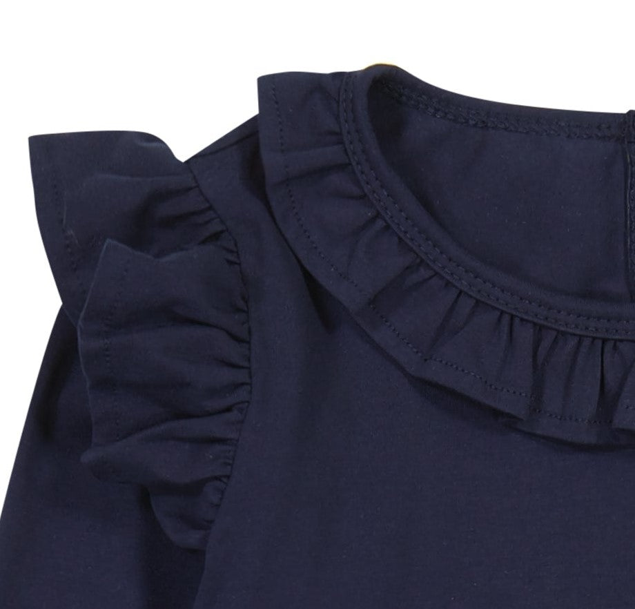 Luna Girls Ruffle Dress Navy Blue - Cute Floral Print Summer Dress for Toddler Girls | Perfect for Birthday Parties, Family Photos & Outdoor Play