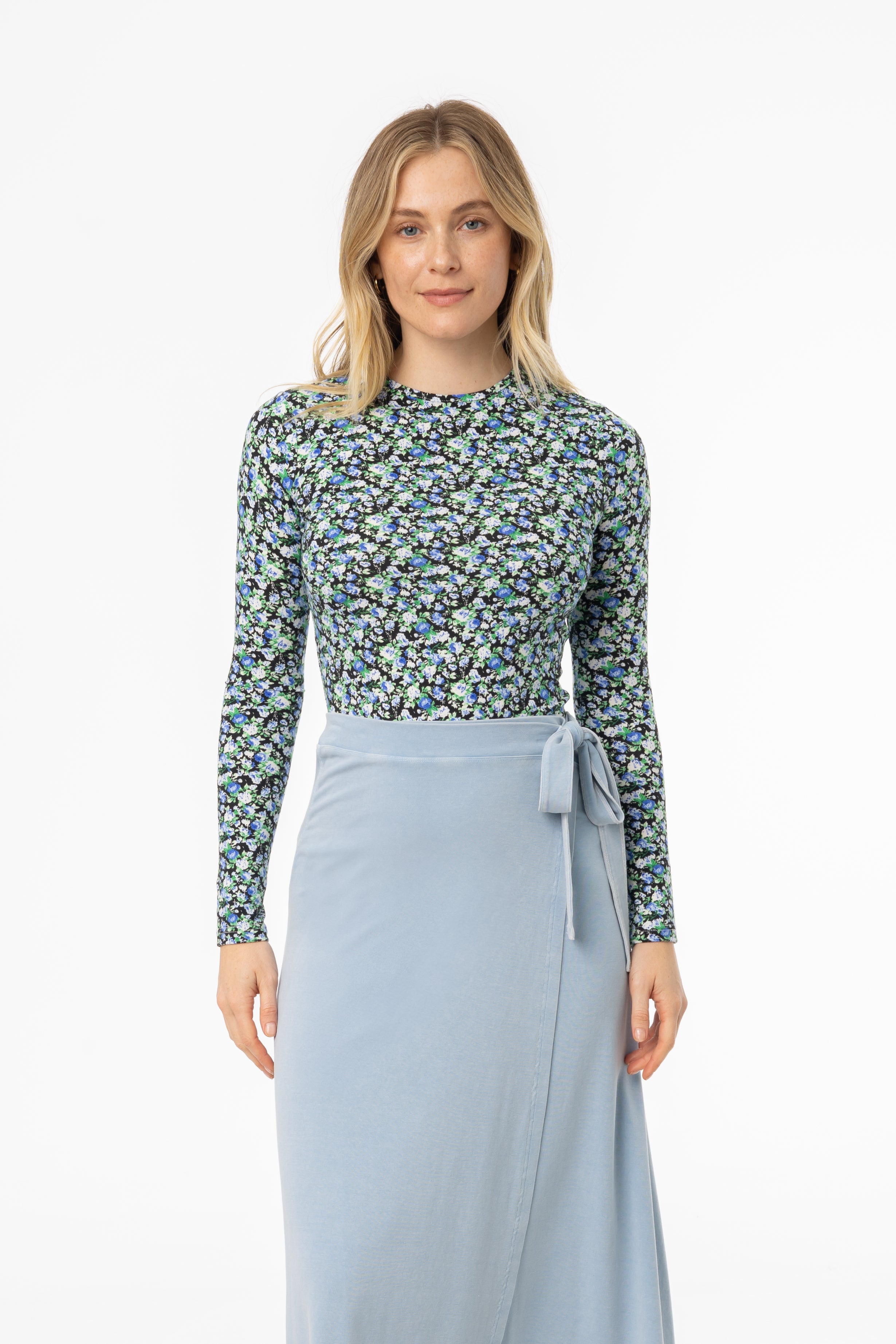 Blue Floral Printed T-Shirt for Women | Soft Cotton Casual Tee | Perfect for Summer Outfits, Beach Vacations & Daily Wear