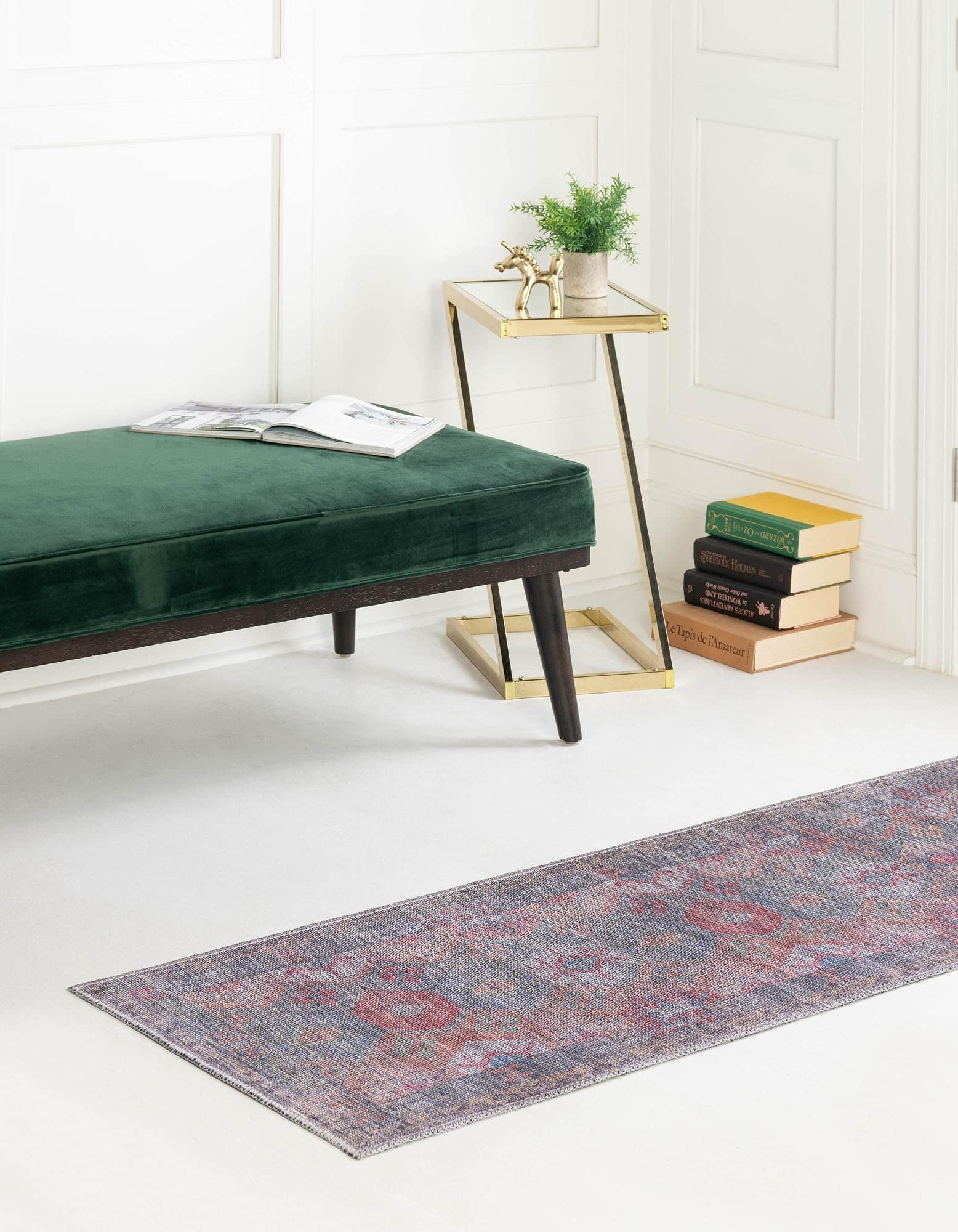 Washable 14 Ft Runner Rug - Blue Flatweave Hallway & Entryway Rug | Sisu Collection by Rugs.com | Durable & Easy Clean for High Traffic Areas, Living Rooms & Bedrooms