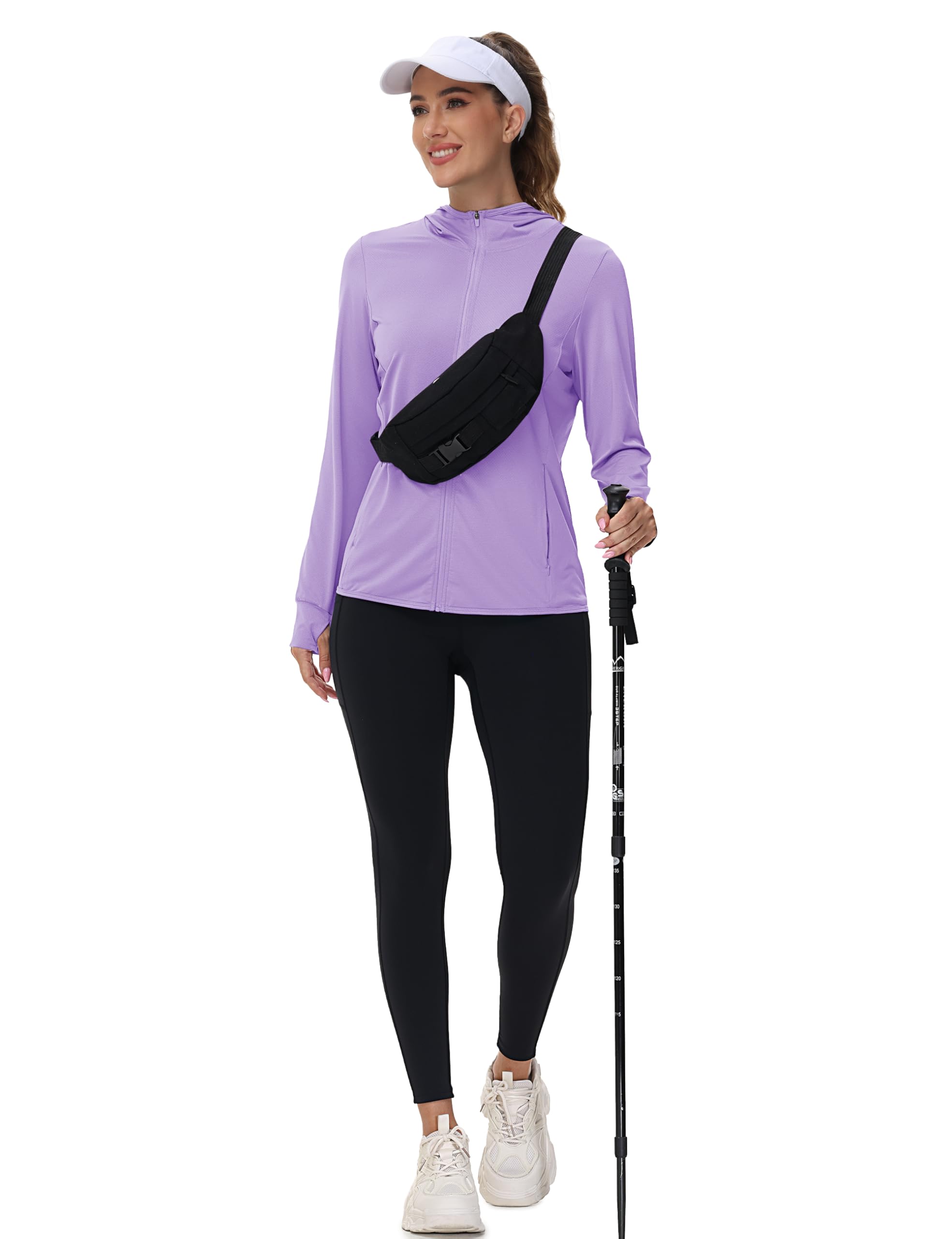 TACVASEN Women's UPF 50+ Sun Protection Hoodie - Lightweight Zip Up Jacket with Long Sleeves for Hiking, Running & Outdoor Activities