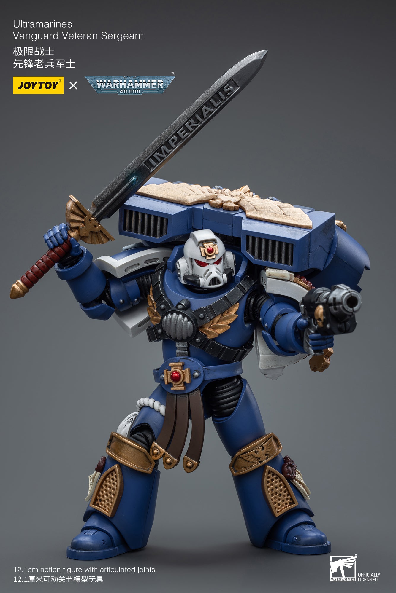 1/18 JOYTOY Warhammer 40K Ultramarines Vanguard Veteran Action Figure - Collectible Miniature for Tabletop Gaming & Display
