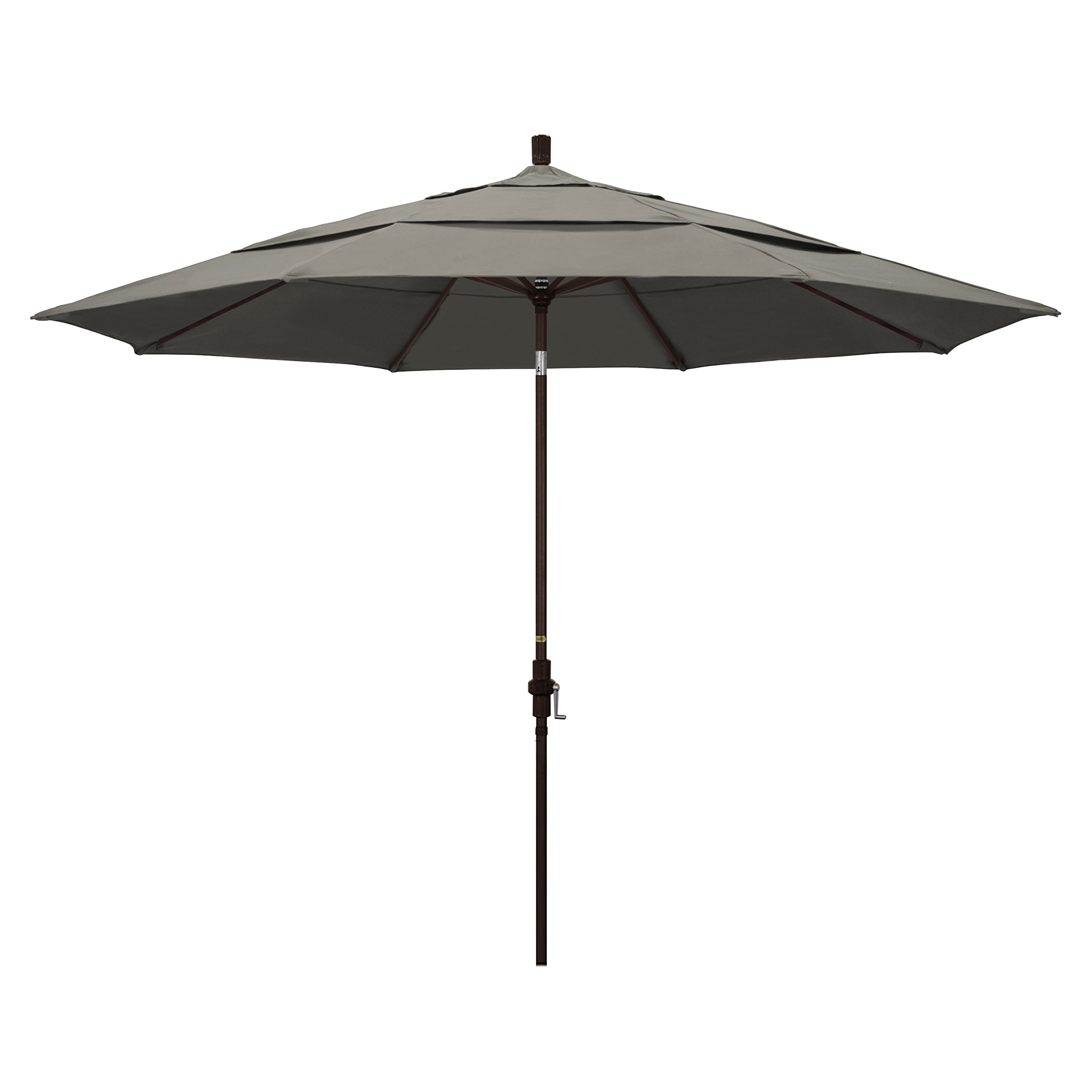 11' Round Aluminum Market Umbrella with Crank Lift & Tilt - Bronze Pole for Patio & Outdoor Dining