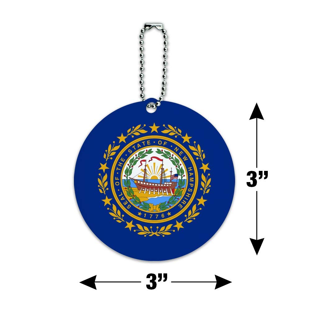 New Hampshire State Flag Round Luggage ID Tag - Durable Suitcase Handle Tag for Carry-On Bags - Perfect for Travel Identification & Souvenir Gift