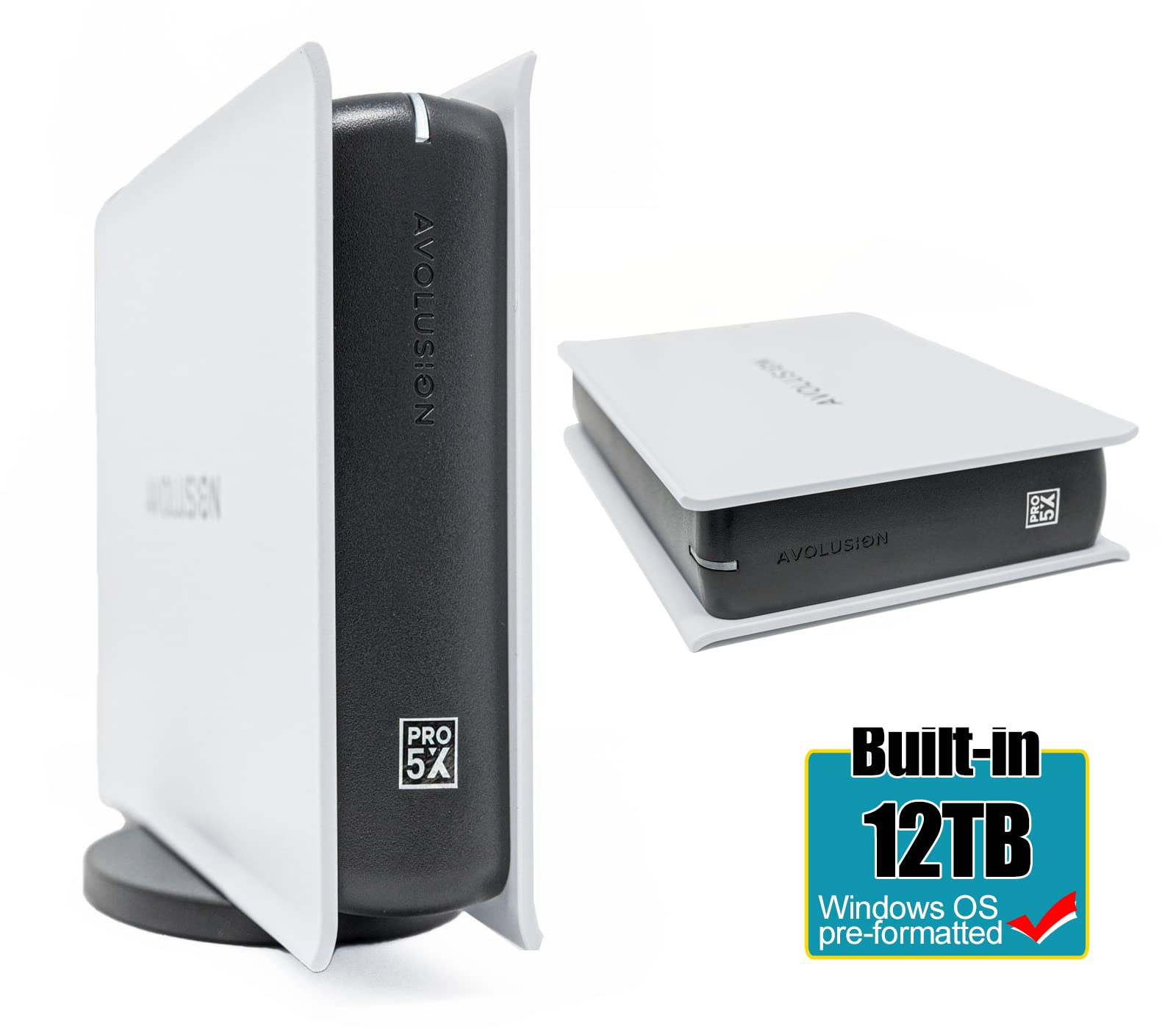 Avolusion PRO-5X Series 12TB USB 3.0 External Hard Drive for Windows PC & Mac - High Speed Portable HDD for Desktop, Laptop, Gaming, Backup Storage (Renewed, White) - Perfect for Home Office, Business & Multimedia File Sharing