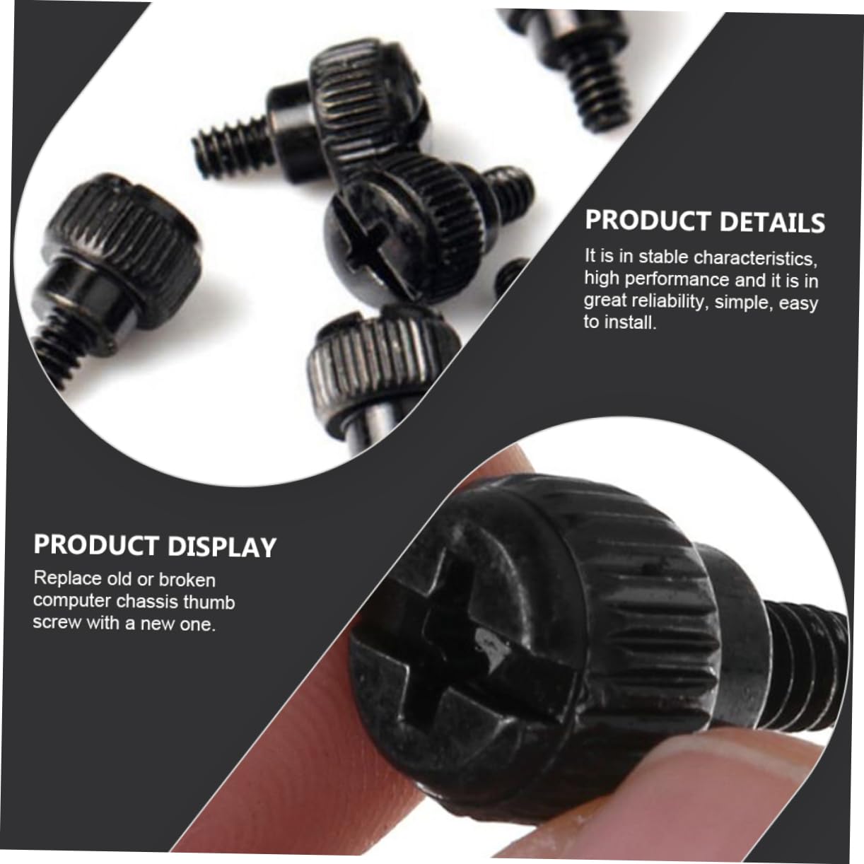 OSALADI 100pcs Computer Case Screws - Black Oxide Thumb Screws for PC Chassis & Hardware Fixing - Perfect for DIY Computer Builds, Upgrades and Repairs